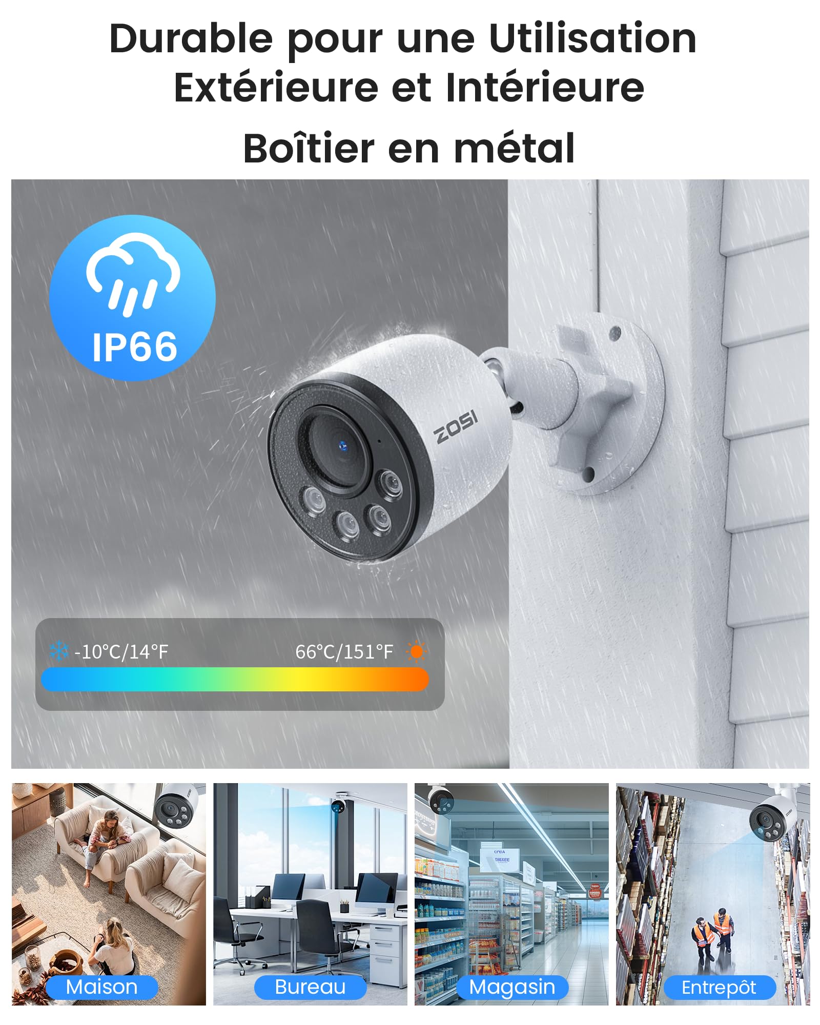 ZOSI 4K Kit Vidéo Surveillance PoE Extérieure Caméra IP et NVR 8MP sans HDD | Détection de Personne, et Alerte Instantanée, Accès à Distance, Vision Nocturne et Enregistrement 24/7