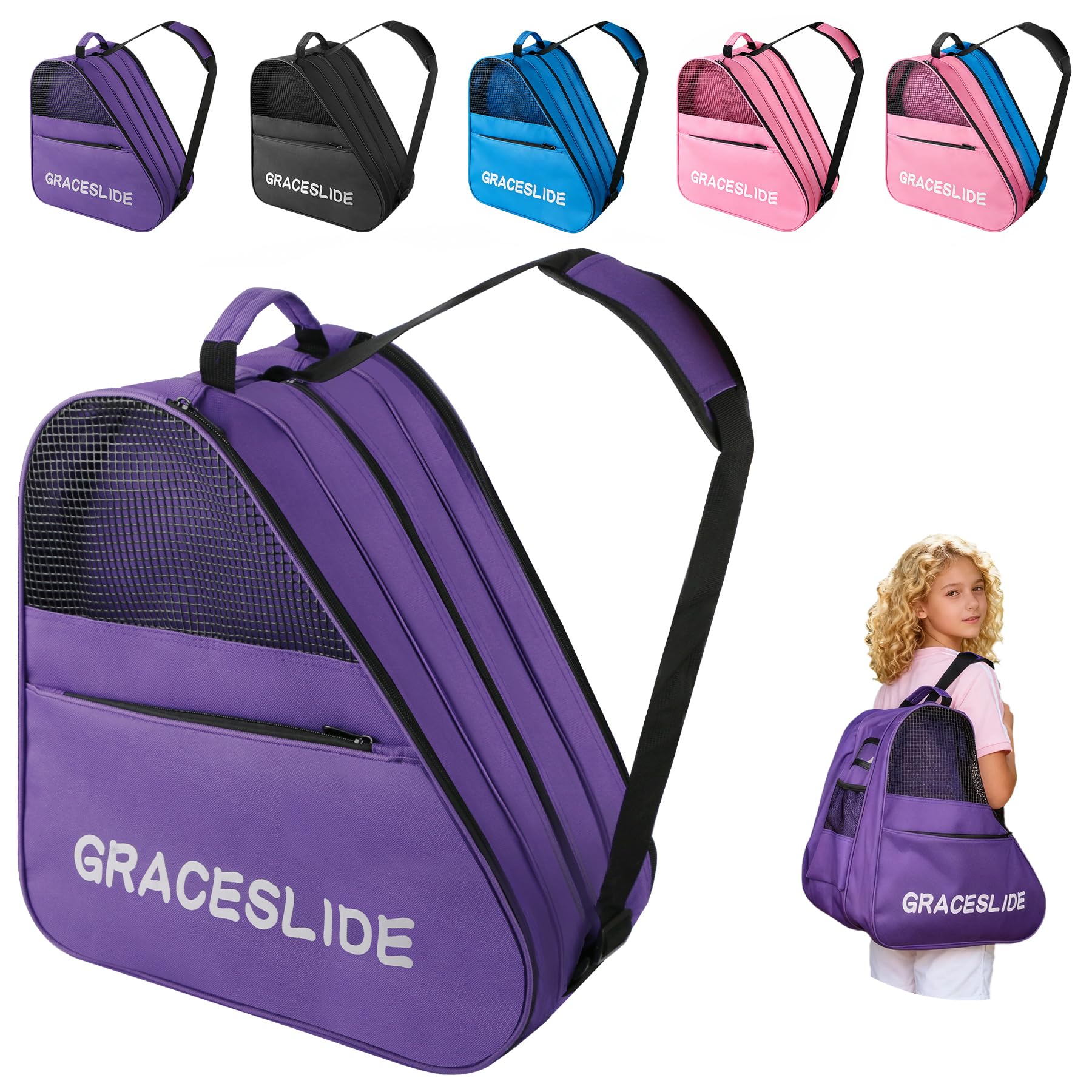 Skatebag I Sac à Patins à Glace avec anses I Sac de Hockey sur Glace avec Fermeture éclair et Compartiments Pratiques (Violet)