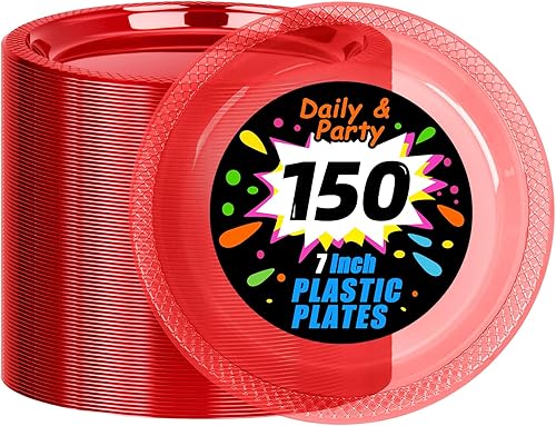 Miniatura 19 de WELLIFE Platos de postre negros de 7 pulgadas, 150 unidades, platos de postre de plástico desechables para fiestas, pasteles, aperitivos, ensaladas,