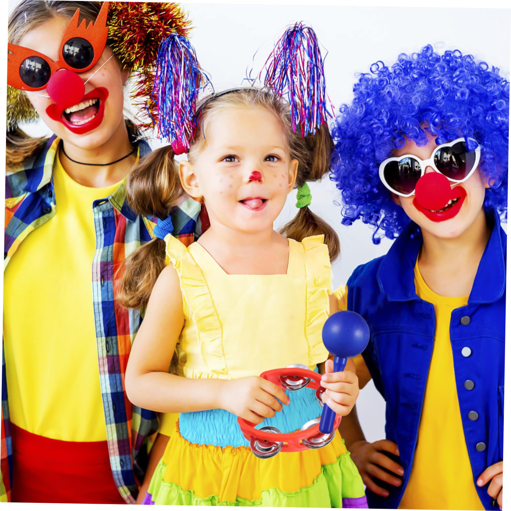 Set di 7 Tamburelli a Mano in Plastica per Bambini | Campanelli a Mano, Piccoli Strumenti a Percussione, Giocattoli Musicali per Ragazzo Ragazza