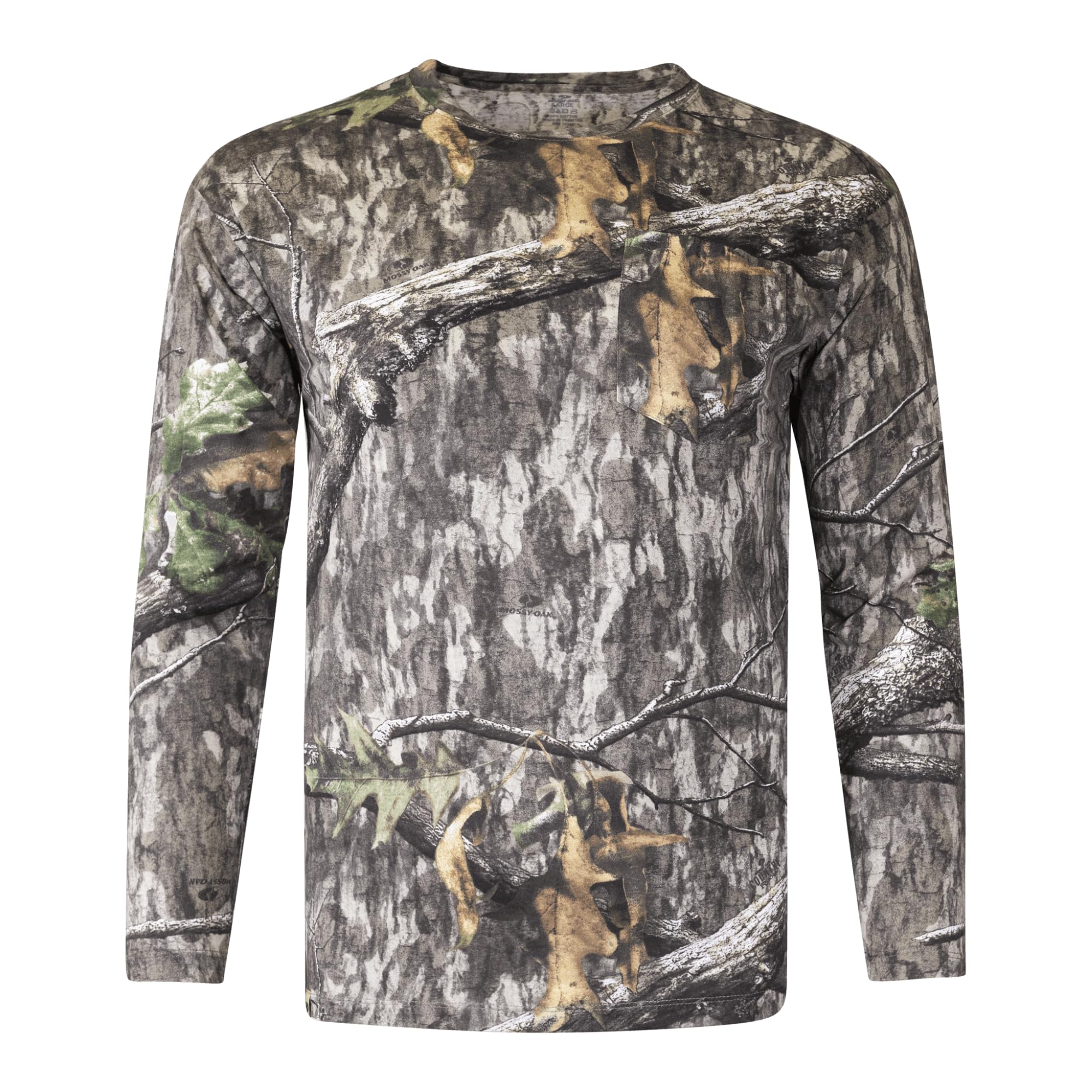 Mossy Oak Long Sleeve Hunting Camo Shirt for Men, with Pocket, Country Roots, Medium