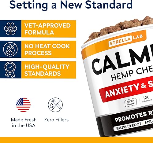 Miniatura 5 de Masticables calmantes de cáñamo para perros  Golosinas calmantes para perros  Golosinas para aliviar la ansiedad  Masticables calmantes para perros