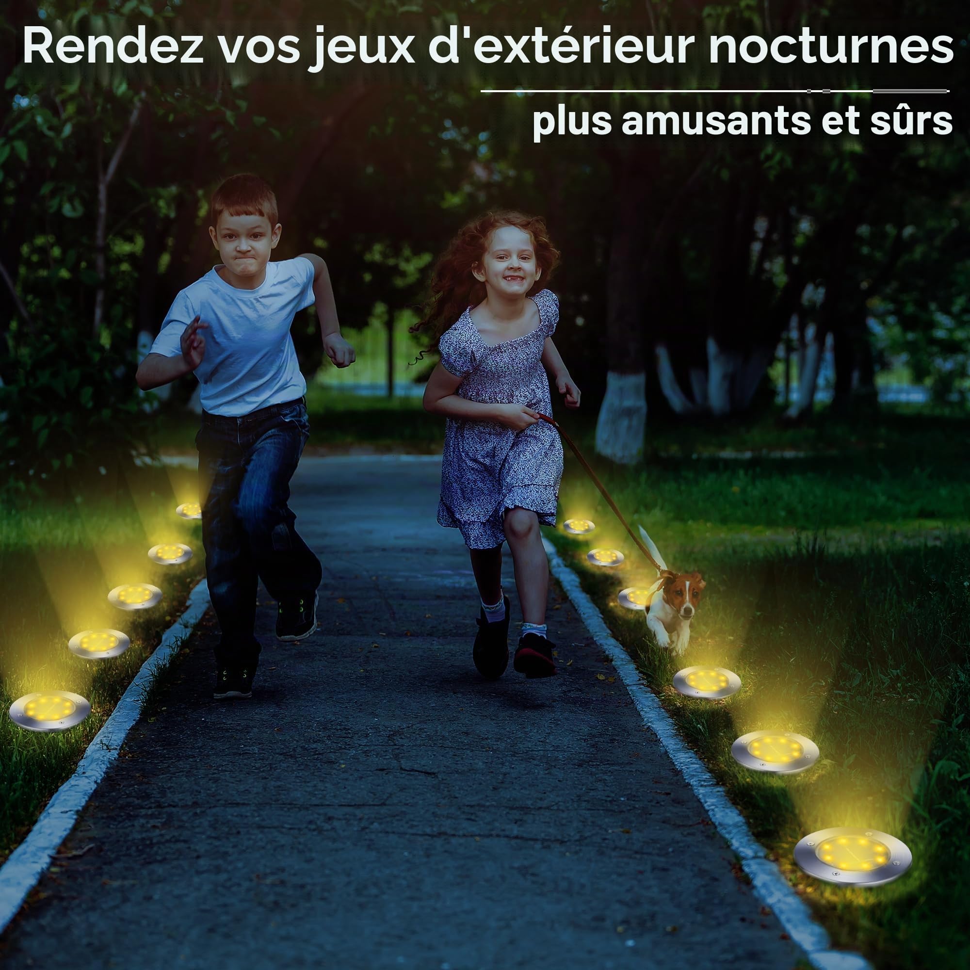 Qedertek 8 LED Lumière Solaire Extérieur, 16 Pièces Lampe Solaires Jardin Au Sol Étanche IP65, Pelouse Lumière Decorative Pour Jardin Chemin Terrace Cour Pelouse Escaliers (Blanc Chaud)