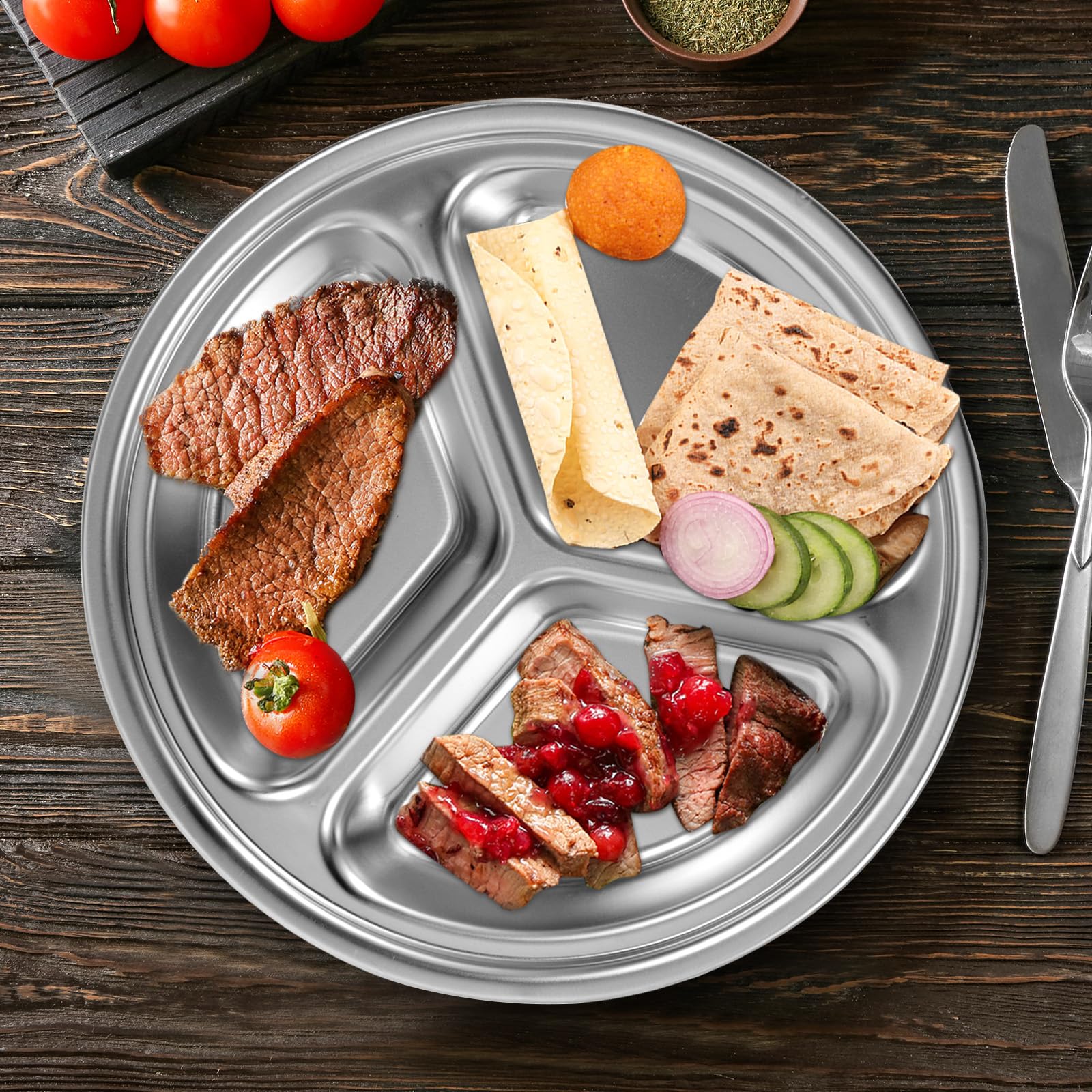 Stainless Steel Divided Kids Plates, Indestructible Dinner Plates For Kids Cute Shape Divided Plates For Picky Eaters Lunch Camping