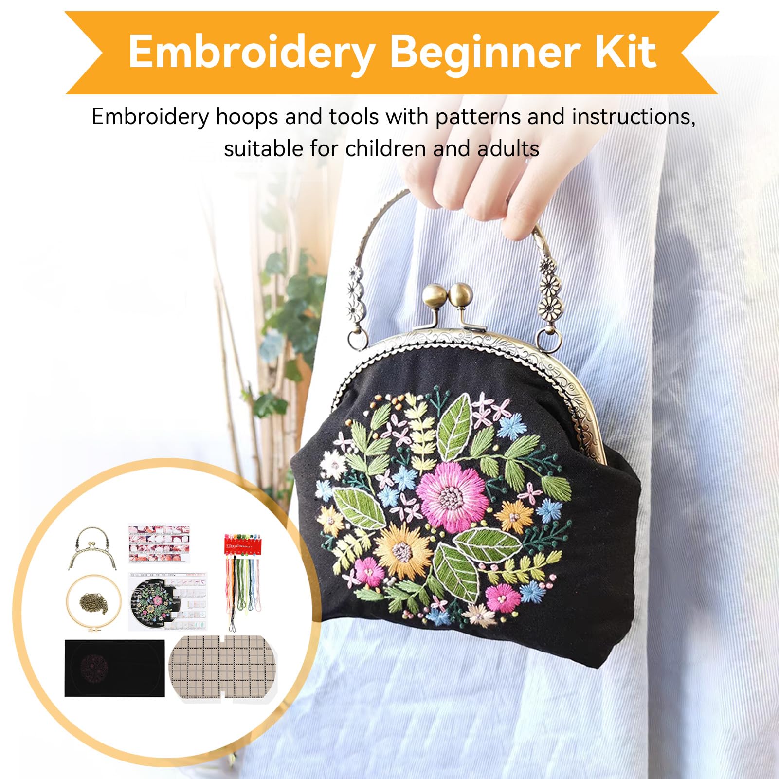 DIY Stick-Set Für Anfänger – Münzbörse Zum Selbersticken, Inkl. Stoff, Wolle, Nadel & Muster, Europäisch Inspiriert