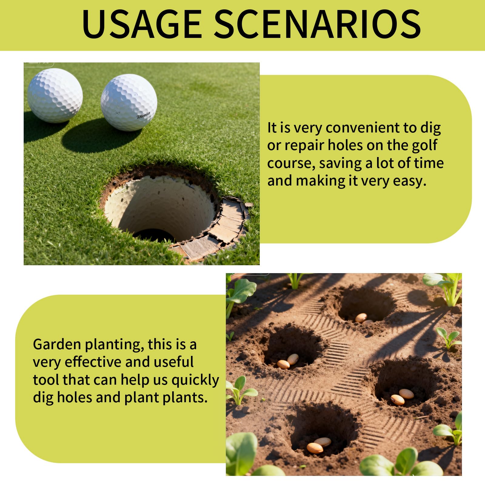 Tragbarer Golf-Lochschneider, Golf-Übung, 10,2 cm und 15,2 cm, Metall-Tassenbagger mit abnehmbarem Griff für Hinterhof, Rasen und Putting Green Outdoor-Trainingshilfe
