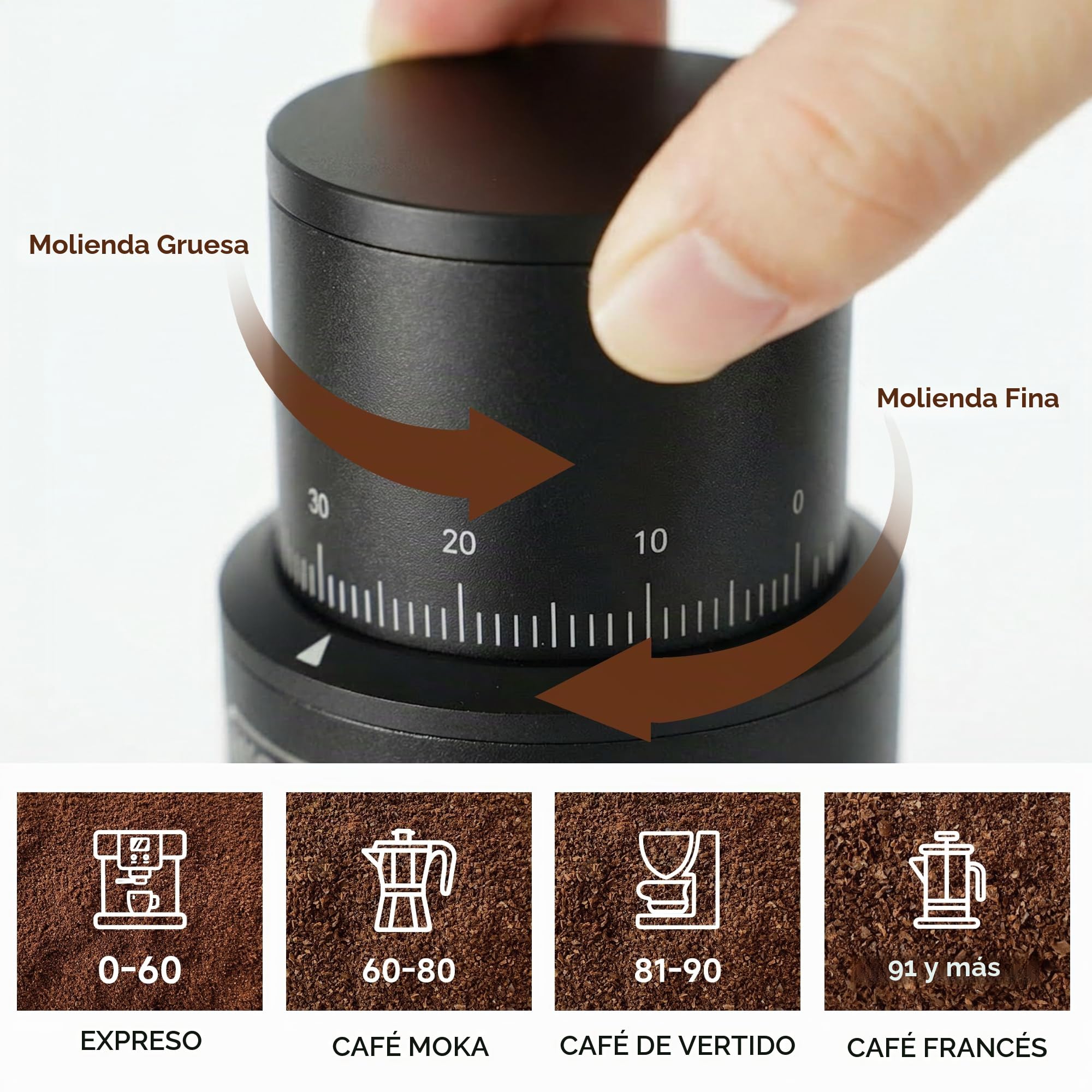 HIBREW G5mini Molinillo de Café Portátil Inalámbrico, Batería 5200 mAh | Carga Tipo‑C, 100 Niveles de Molido, Cónicos de Acero Inoxidable 38 mm, Molinillo Eléctrico para Hogar y Viajes