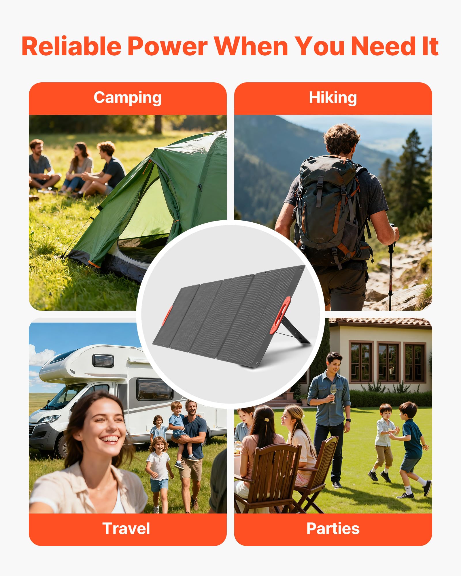 VEVOR Monokristalline Solarmodule 300W Faltbar, ETFE-Solarpanel-Ladegerät mit MC4-Ausgang & 10-in-1-DC-Adaptern, IP67 Wasserdicht, Balkonkraftwerk für Powerstations, Camping, Wandertouren