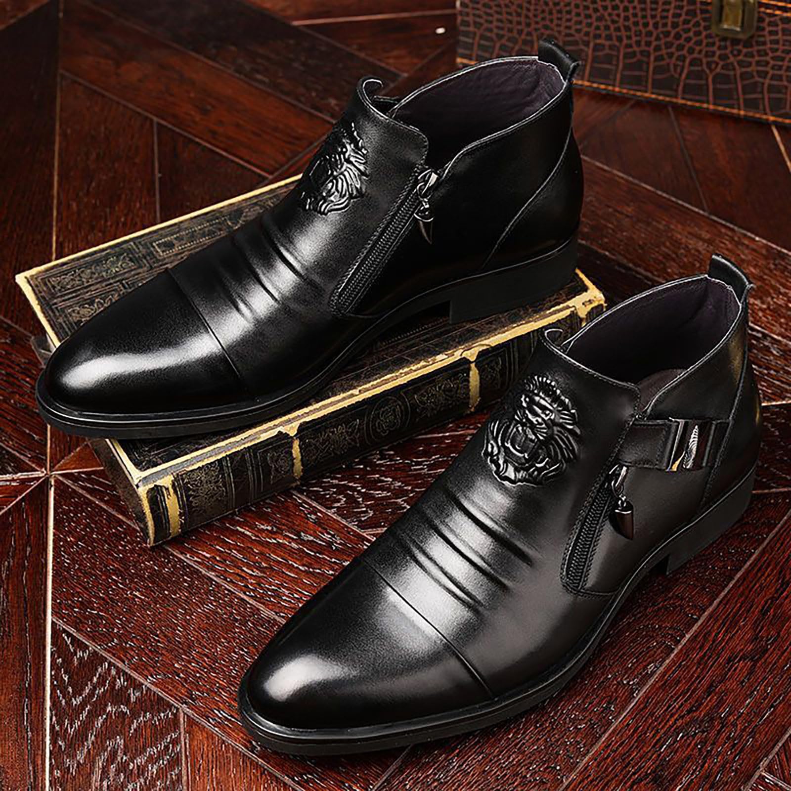Generisch Scarpe da ballo da uomo nere scarpe da ballo scarpe di vernice con tacco basso eleganti scarpe in pelle scarpe da ballo scarpe basse Rockabilly scarpe da lavoro