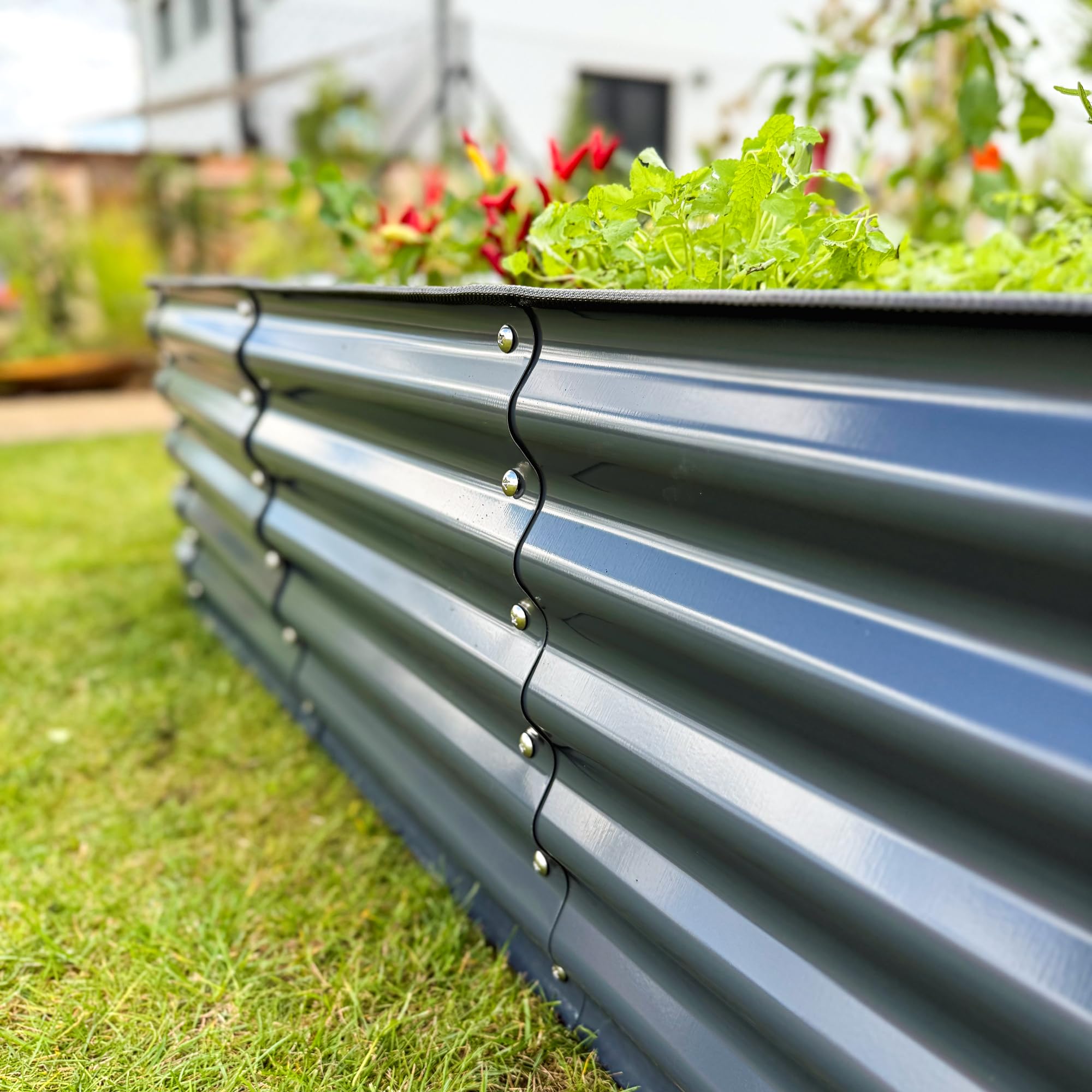 UNIGARDIA Bancal de Metal de 240 x 60 x 43 cm – Kit Modular 9 en 1 de bancal Elevado – Jardinera elevada para jardín de Acero Zn-Al-MG Vida útil mínima de 20 años – 43 cm de Alto,