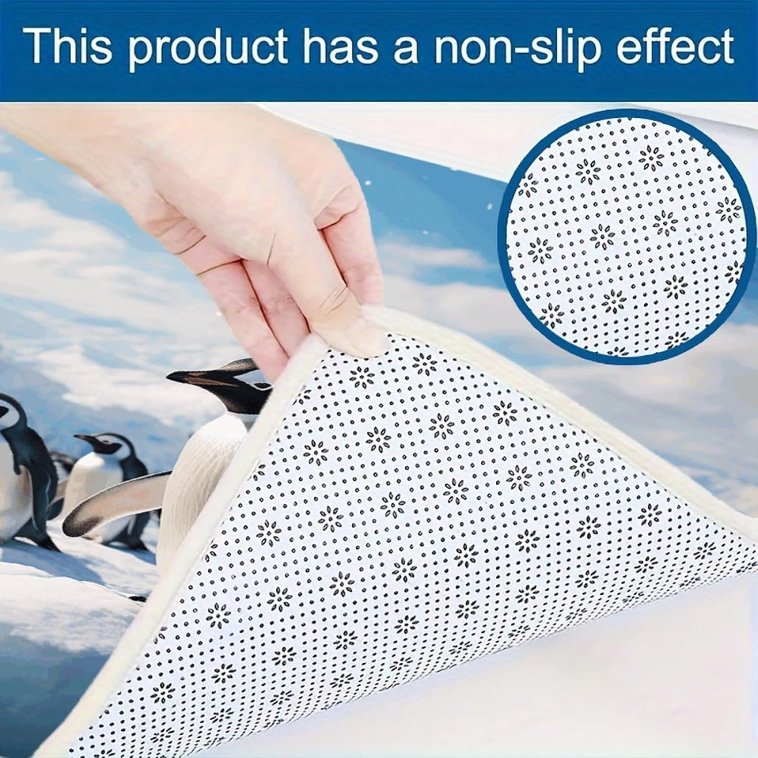 Penguins Kitchen Rugs Sets of 3 Non Slip Kitchen Mat for Floor Comfort Standing Rug and Mats Thick Cushioned Long Area Carpets for Laundry Room Entryway