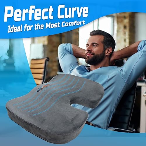 Miniatura 4 de ellostar Cojín de gel para silla de oficina y coche espuma viscoelástica de alta densidad y comodidad de alta densidad con parte inferior