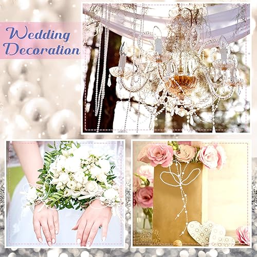 Miniatura 5 de Bonuci Guirnalda de perlas de 66 pies, rollo de guirnalda de perlas sintéticas, rollo de guirnalda de perlas artificiales, decoración de cadena de