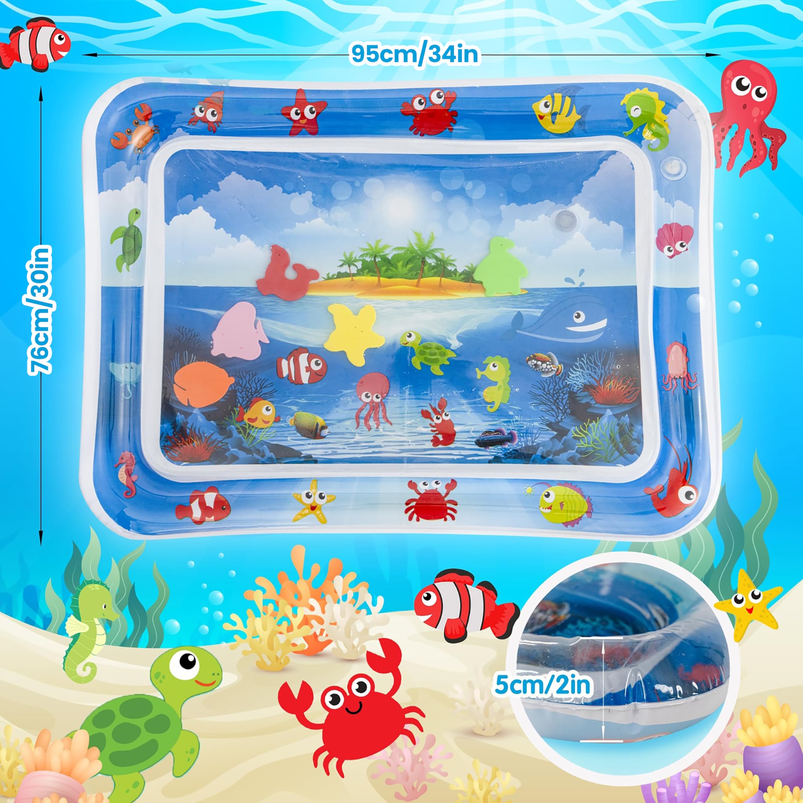 Tapis Eau Bebe Eveil Aquarium Bebe Gonflable Tapis Sensoriel Motricite 76x95cm