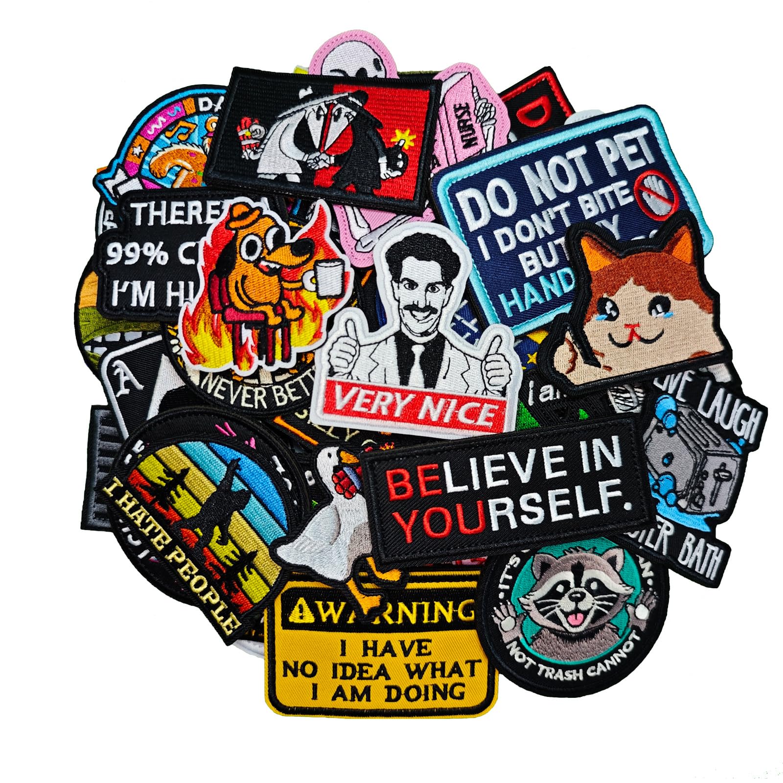 Photo 1 of 12Pcs Random Funny Tactical Patches with Hook and Loop for Girls, Teens, Women, Men. Humorous Funny Embroidered Meme Morale Patch for Backpacks, Vests, Clothes, Military Uniforms (12Pcs Random-2)