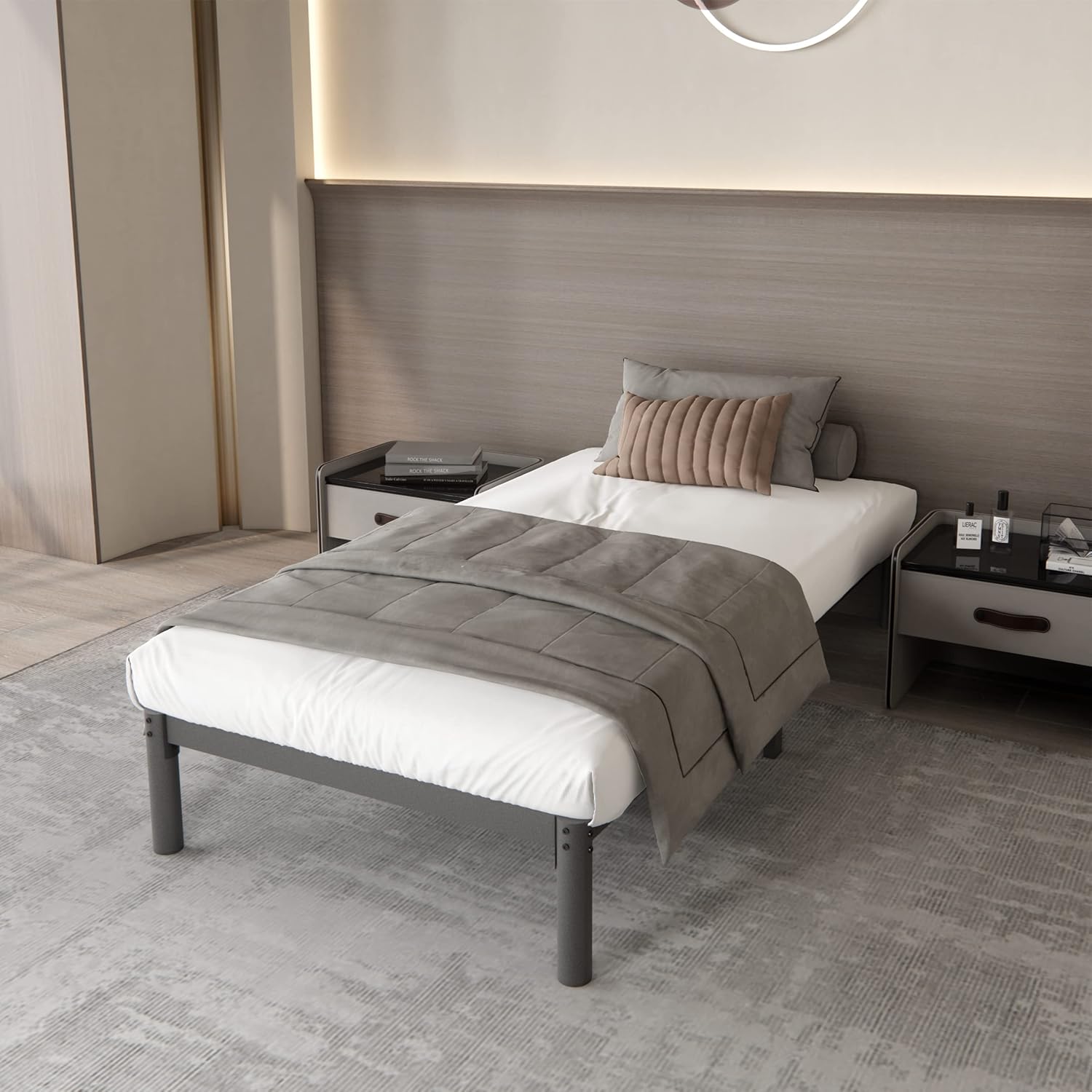 Noillats Metal Platform Twin Bed Frame with 12" Reinforced