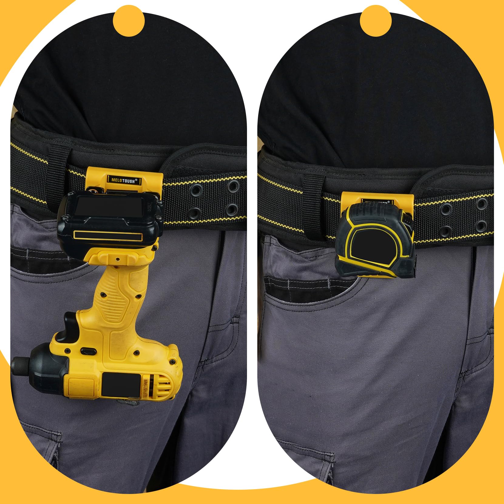 MELOTOUGH Drill Belt Clip,Drill Holder for Tool Belt,Measuring Tape Holder for Impact Driver,Tape Measure — Amazon image 5