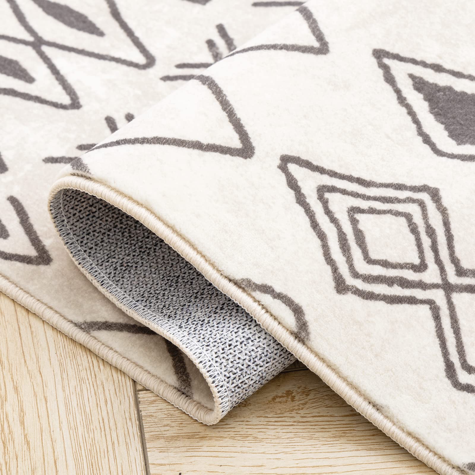 Carvapet Bieżnik do przedpokoju, 60x210 cm, antypoślizgowy, długi dywanik kuchenny, do prania, miękki mikrofibrowy, geometryczny, chodnik (beżowy)