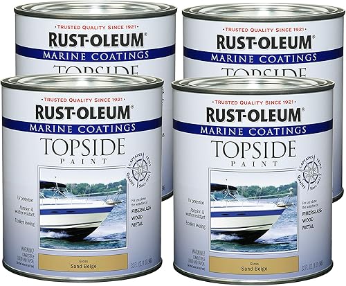 Miniatura 25 de Rust-Oleum pintura marina para parte superior, 1 cuarto., 207001 Blanco ostra
