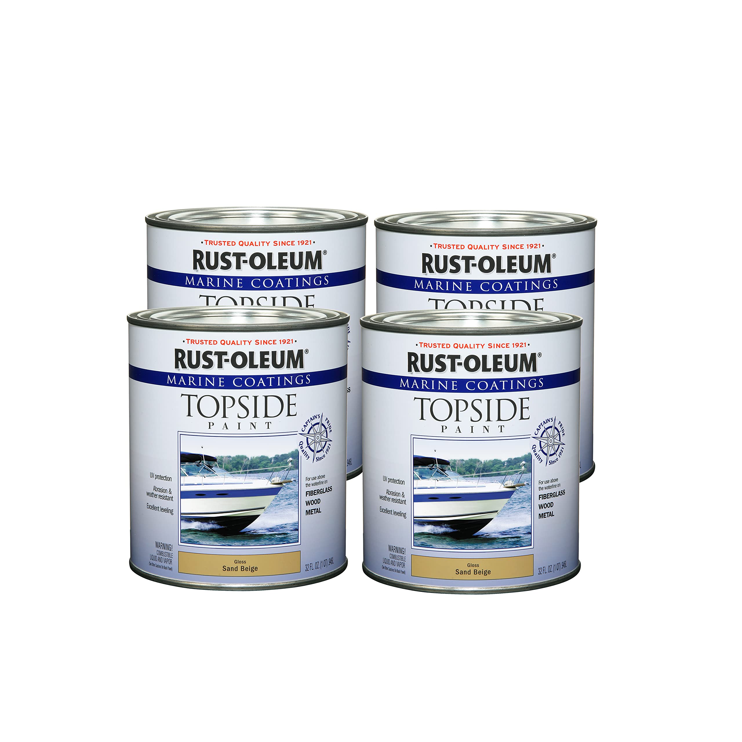 Rust Oleum 207003 4PK Marine Topside Paint, 4 Pack, Sand Beige