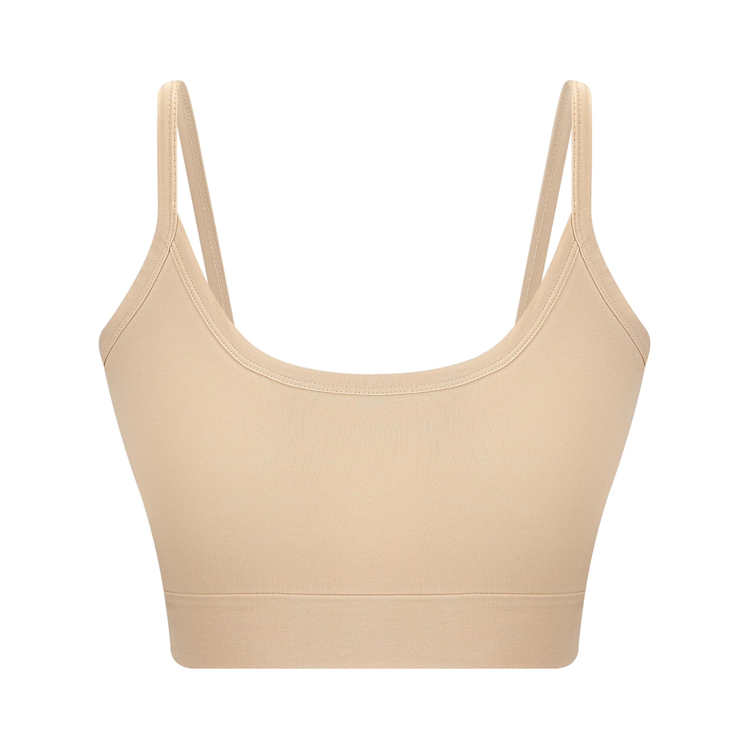 Albero Natur Women's Beige Organic Cotton Gots Certified Bustier - Soft Elastic Sports Bra, L