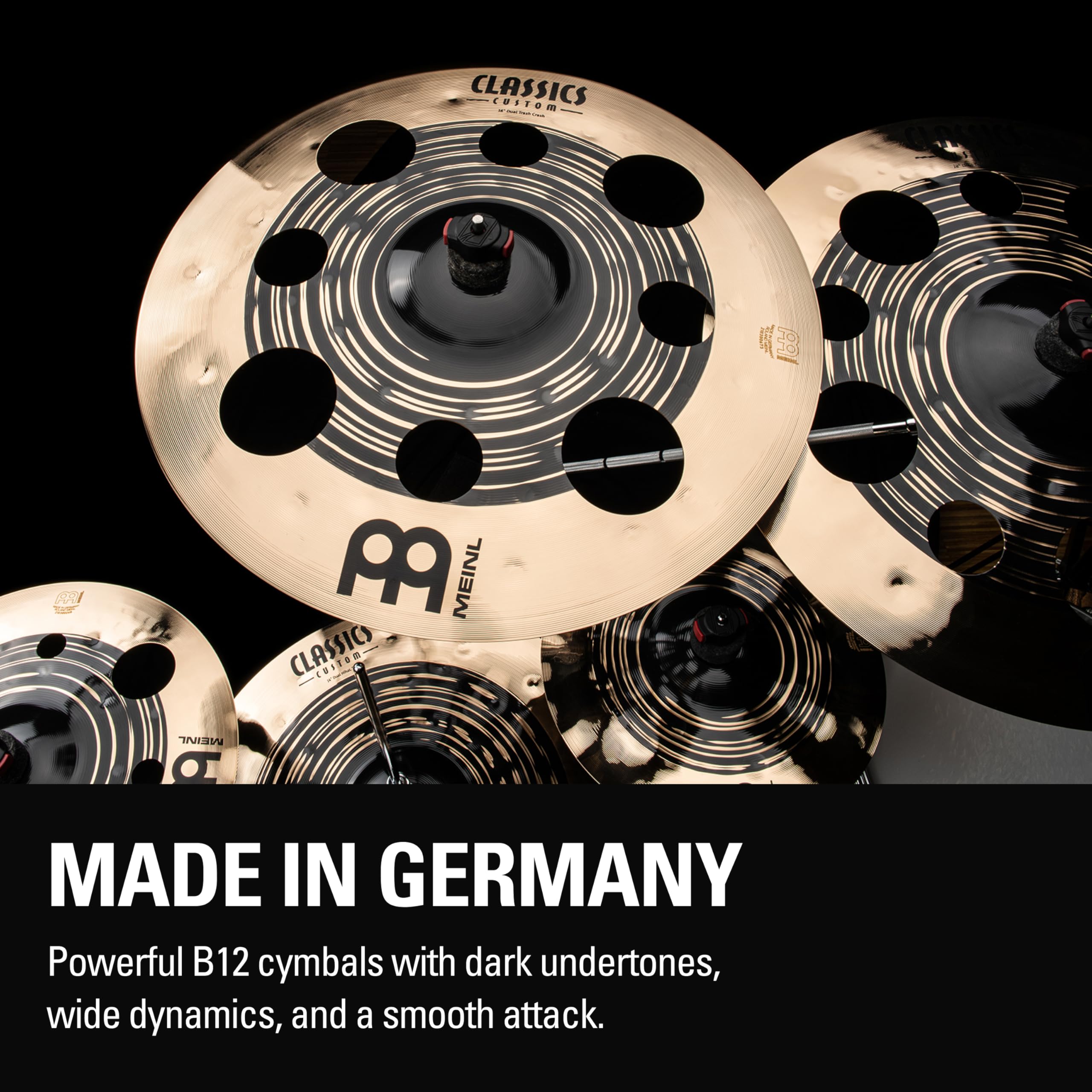 Meinl Cymbals Classics Custom Dual Cymbale Trash Crash 16 pouces (Vidéo) pour Batterie (40,64cm) Bronze B12, Deux Finitions - Fabriquée en Allemagne (CC16DUTRC)