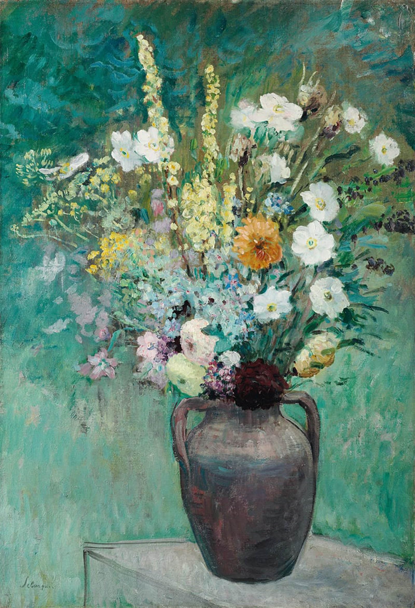 HRJUBWREE Vintage Poster Photo Wall Print Mural Artwork Vase of Flowers by Henri Lebasque Art Prints Painting for Office Decor 60x90cm