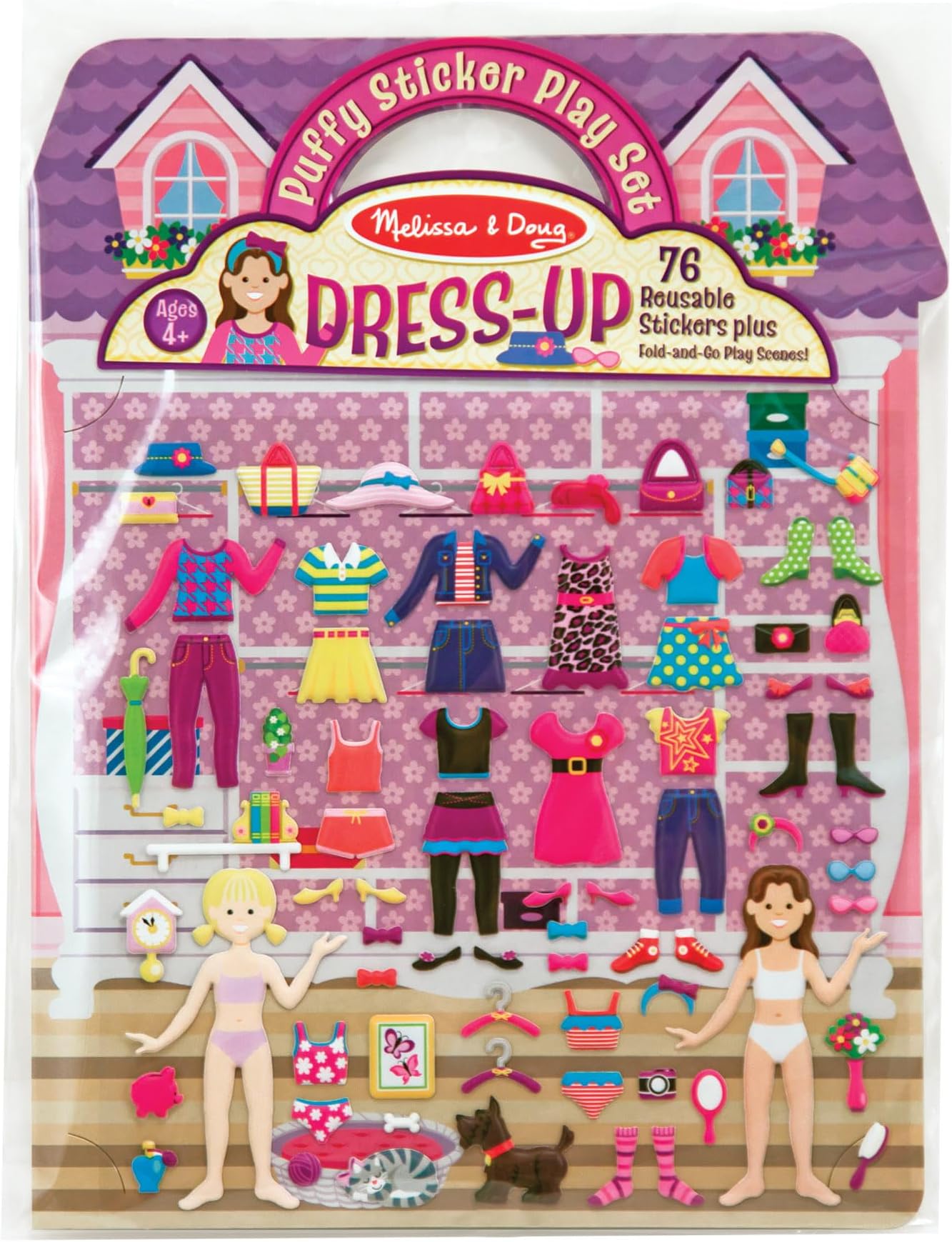 Puffy Sticker Play Set Dress-Up – 76 Reusable Puffy Stickers with Mix-&-Match Outfits & Fold-Out Double-Sided Scenes for Travel, Storytelling & Creative Fun | MD2195