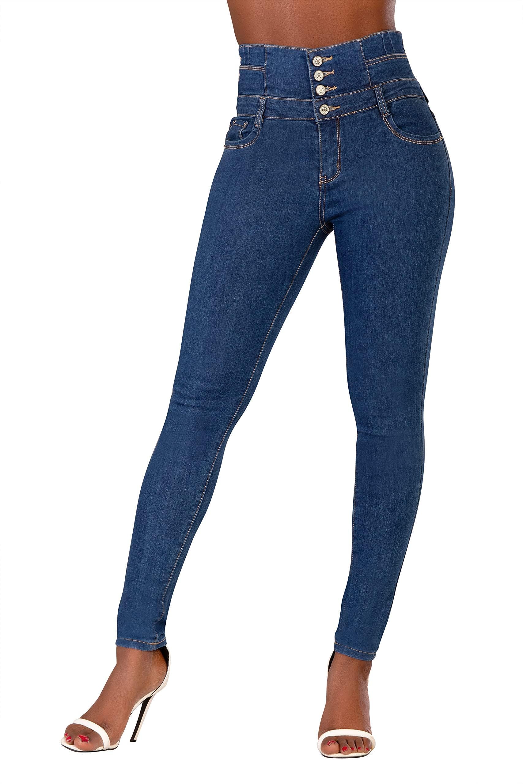 Glook Mujer Pantalones Vaquero Skinny Push Up Pantalones Elástico Jeans Cintura Alta