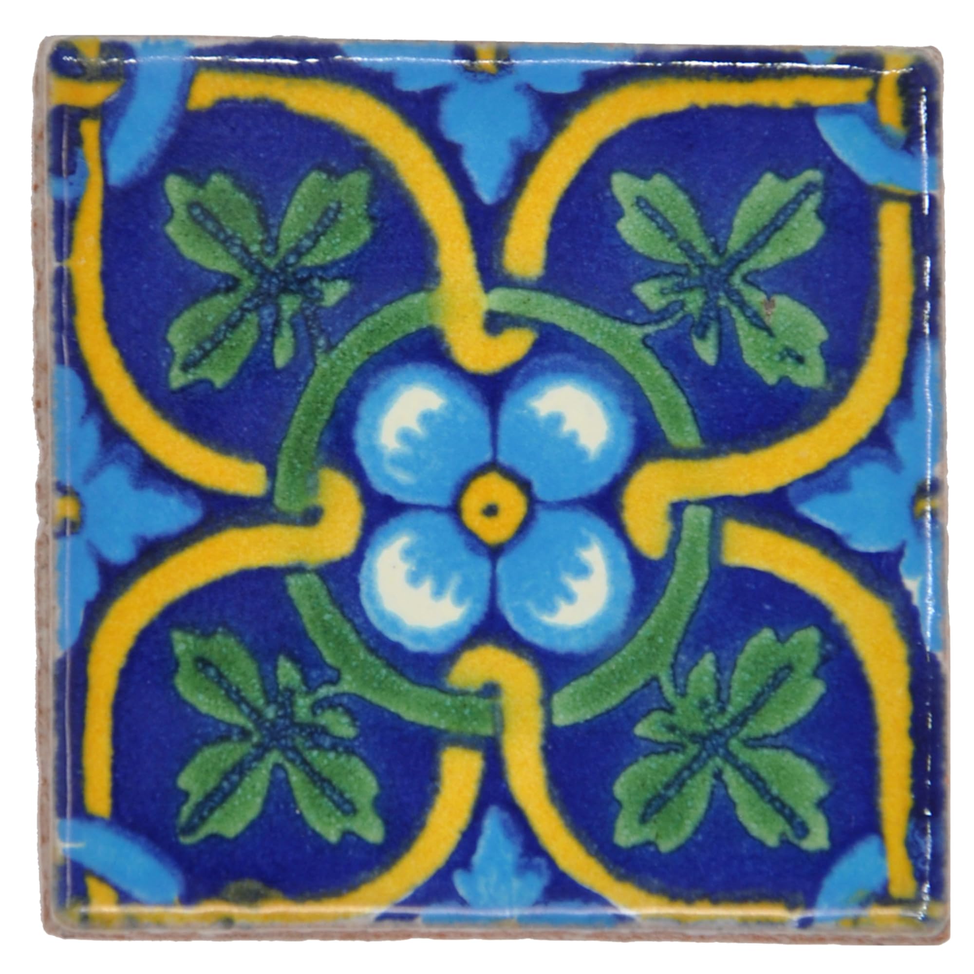 Tumia LAC Handmade Mexican Talavera Tile - Authentic Style Camila Ceramic Tiles for Crafts, Backsplashes and Home Improvement
