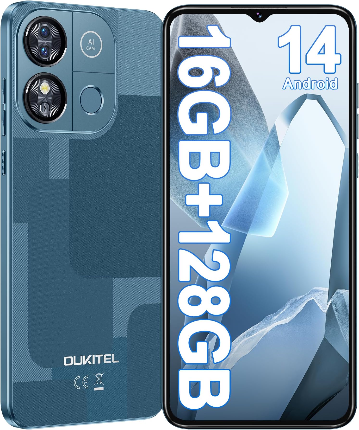 OUKITEL Teléfono Celular C1 Pro Android 15, 16 GB De RAM+256 GB ROM/TF 1 TB, Teléfono Inteligente Con Pantalla De 6.52 Pulgadas, Batería De 5150 MAh, Cámara De 13 MP, Teléfono