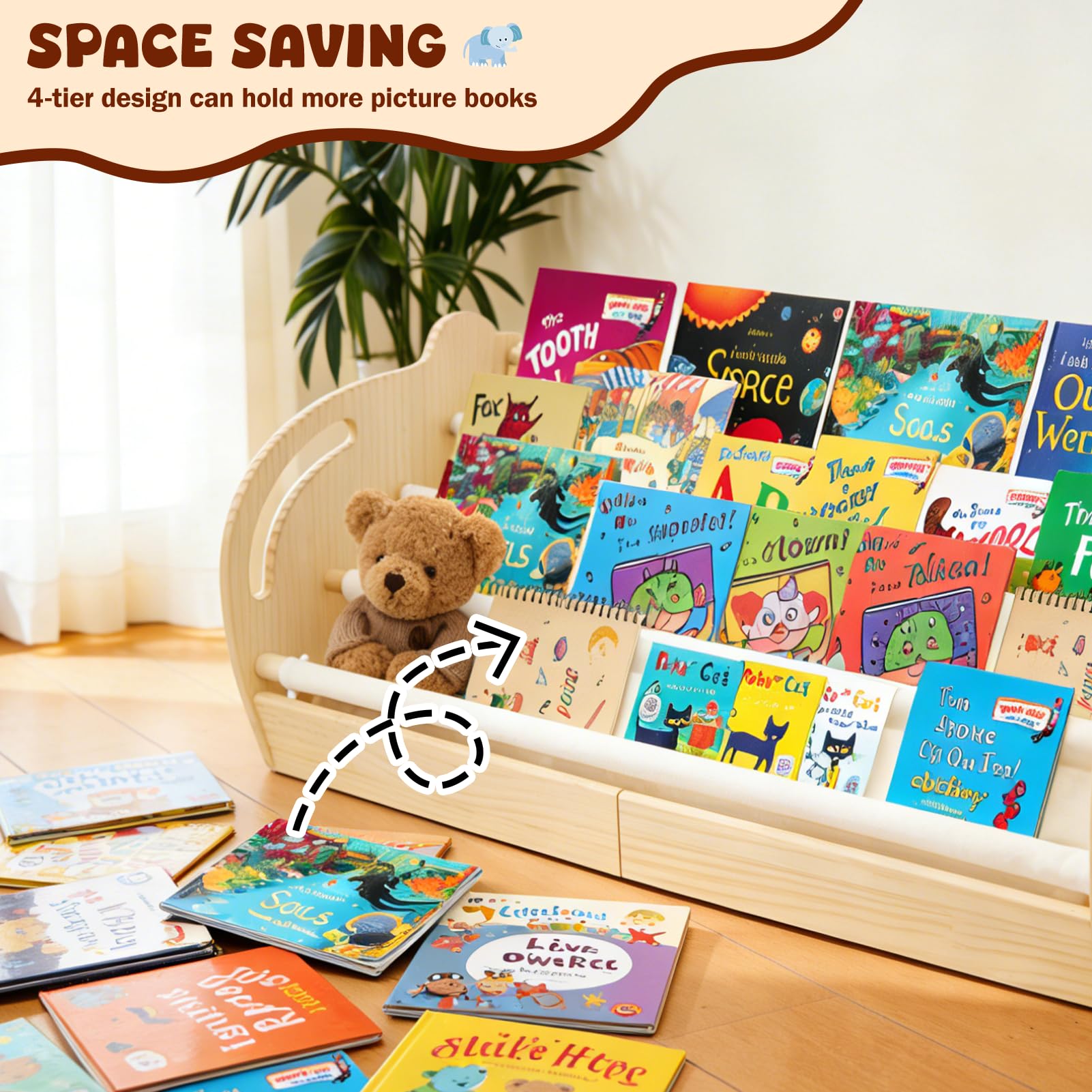 Wdmiya Bibliothèque Enfant Bois – Étagère Livres Montessori, Rangement Livres Enfants, Présentoir Livres Face Avant, Meuble Chambre Enfant, Cadeau Garçon Fille