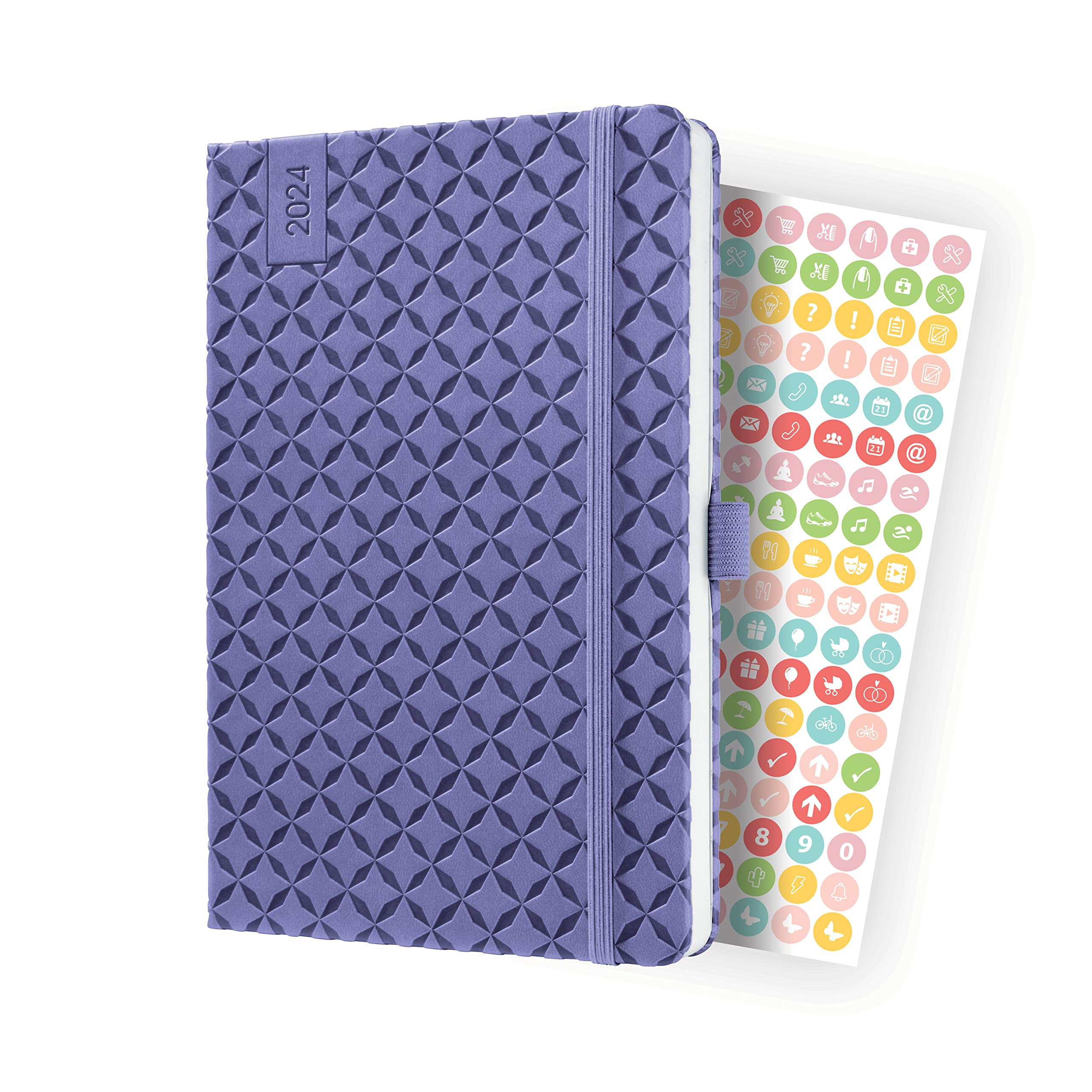 SIGEL J4125 Jolie Weekly planner 2024, hardcover, 13,5 x 20,3 cm, 174 pages, purple, ca. A5