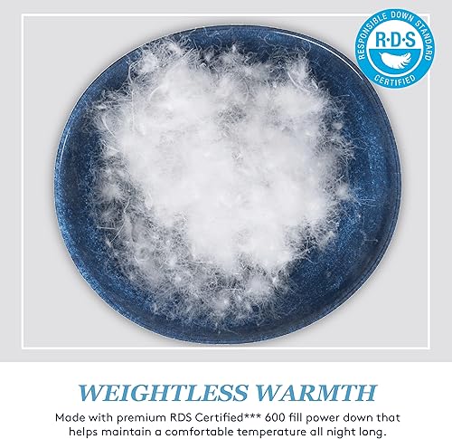 Miniatura 3 de Ameridown Extra Warmth Elite - Edredón de plumón 600 con accesorios cosidos en las esquinas, cama individual o larga, color blanco