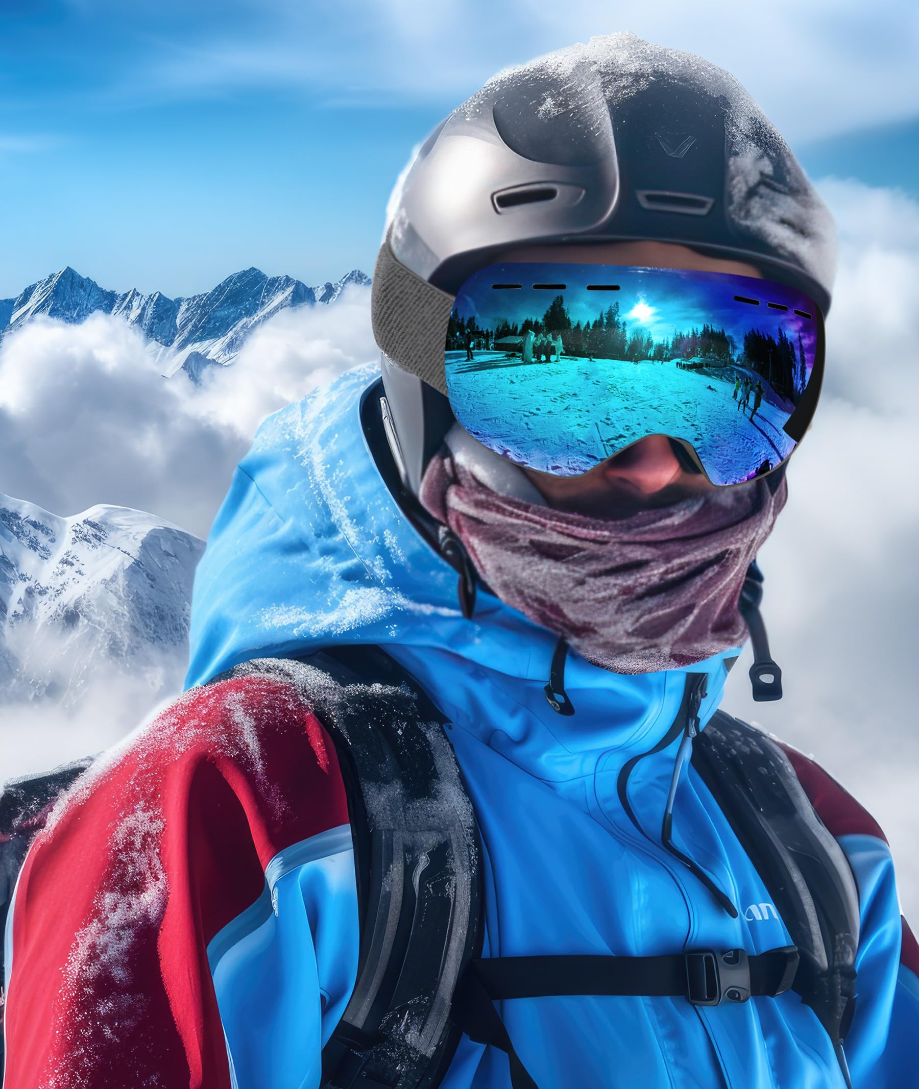 NSSIW OTG Lunettes de ski pour homme et femme avec protection UV et anti-buée