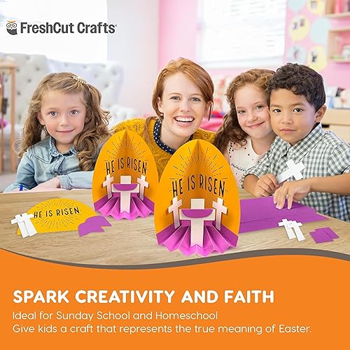 Miniatura 6 de FreshCut Crafts Diorama de Pascua, kit de manualidades bíblicas 3D, fácil de perforar en 3D, perfecto para crear exhibición de mesa. Ideal para