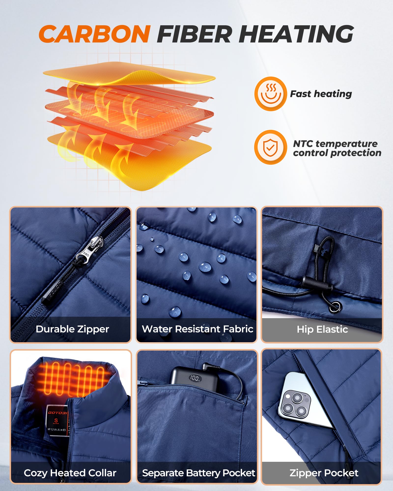 Gilet Riscaldato Uomo con Batteria da 16000mAh - Gilet Riscaldato con 9 Zone di Riscaldamento e 3 Temperature Regolabili, Gilet Riscaldato per Attività Outdoor Moto Ciclismo,3XL