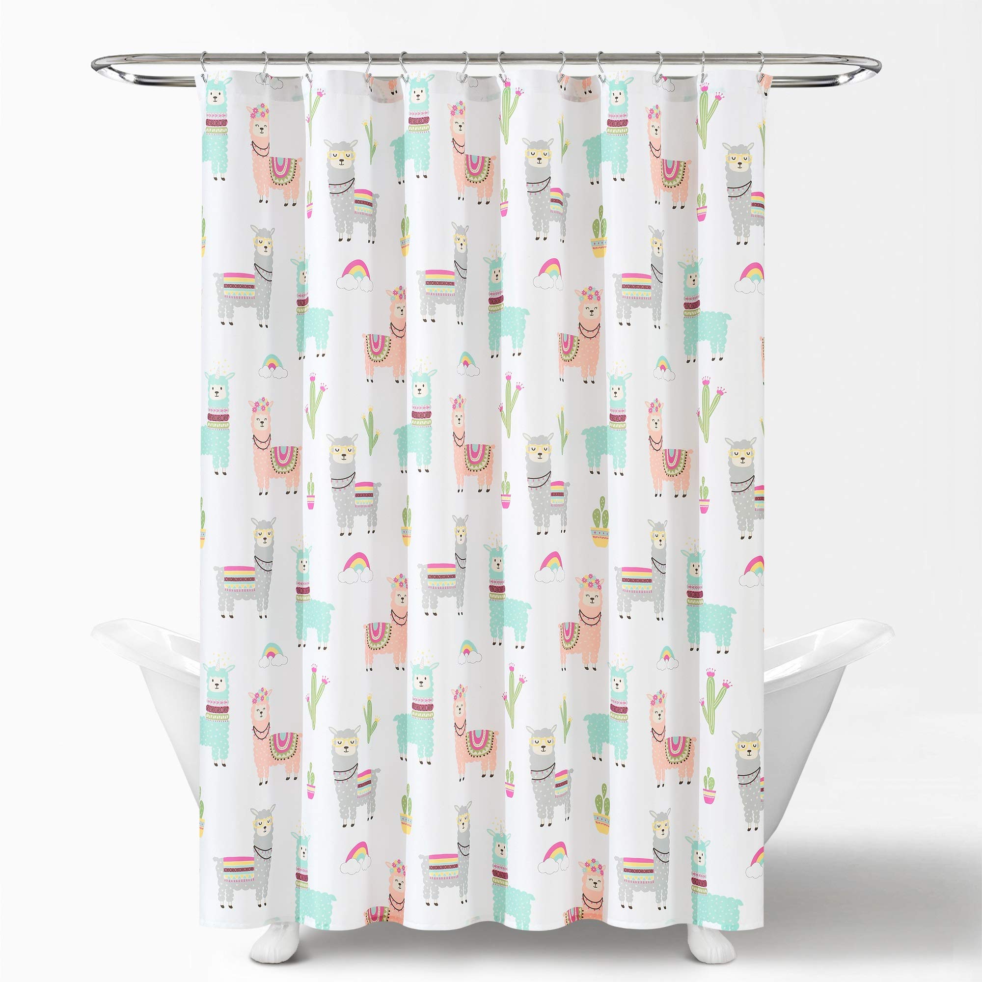 Rideau de douche llama cactus imperméable 182x182 pour stopper les éclaboussures