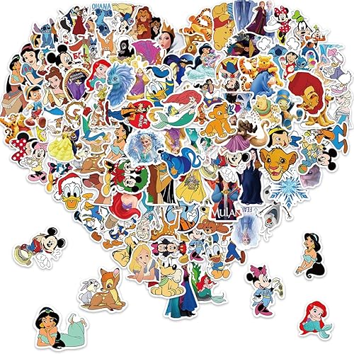 100pcs Cartoon Disney Stickers for Kids,Vinyl Waterproof Princess Decal for Water Bottle Laptop Toy Sticker for DIY Decorate Bumper Phone Hard Hat Kids Teens Gifts