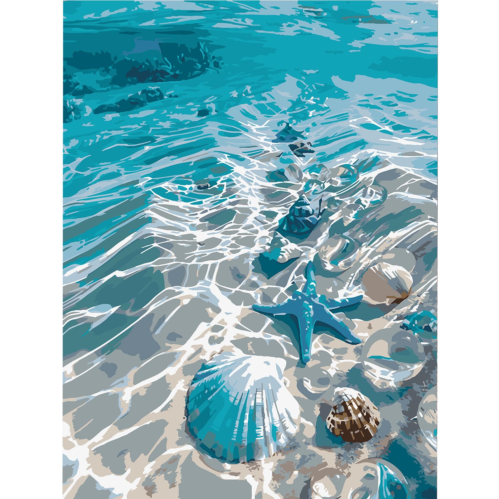 DIY Glass Sea Paint by Numbers Kits Drawing Paintwork on Canvas 30x40cm with Frame Canvas Oil Painting Number Painting for Adults Wall Home Decor