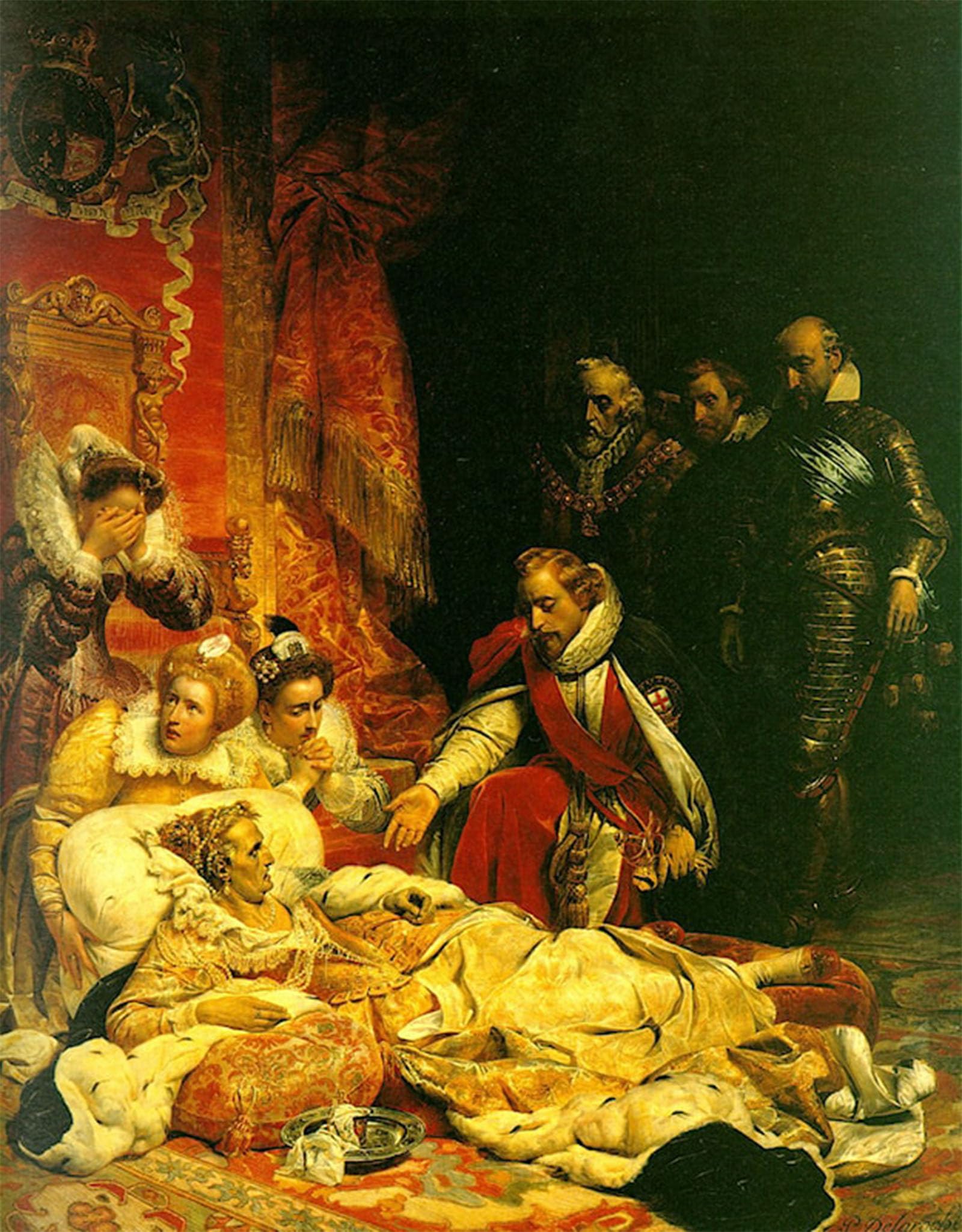 ARTXLXXBN Famous Painting Canvas Artwork Graffiti Print the Death of Elizabeth by Paul Delaroche Portrait Canvas Image for Home Decor 60x90cm
