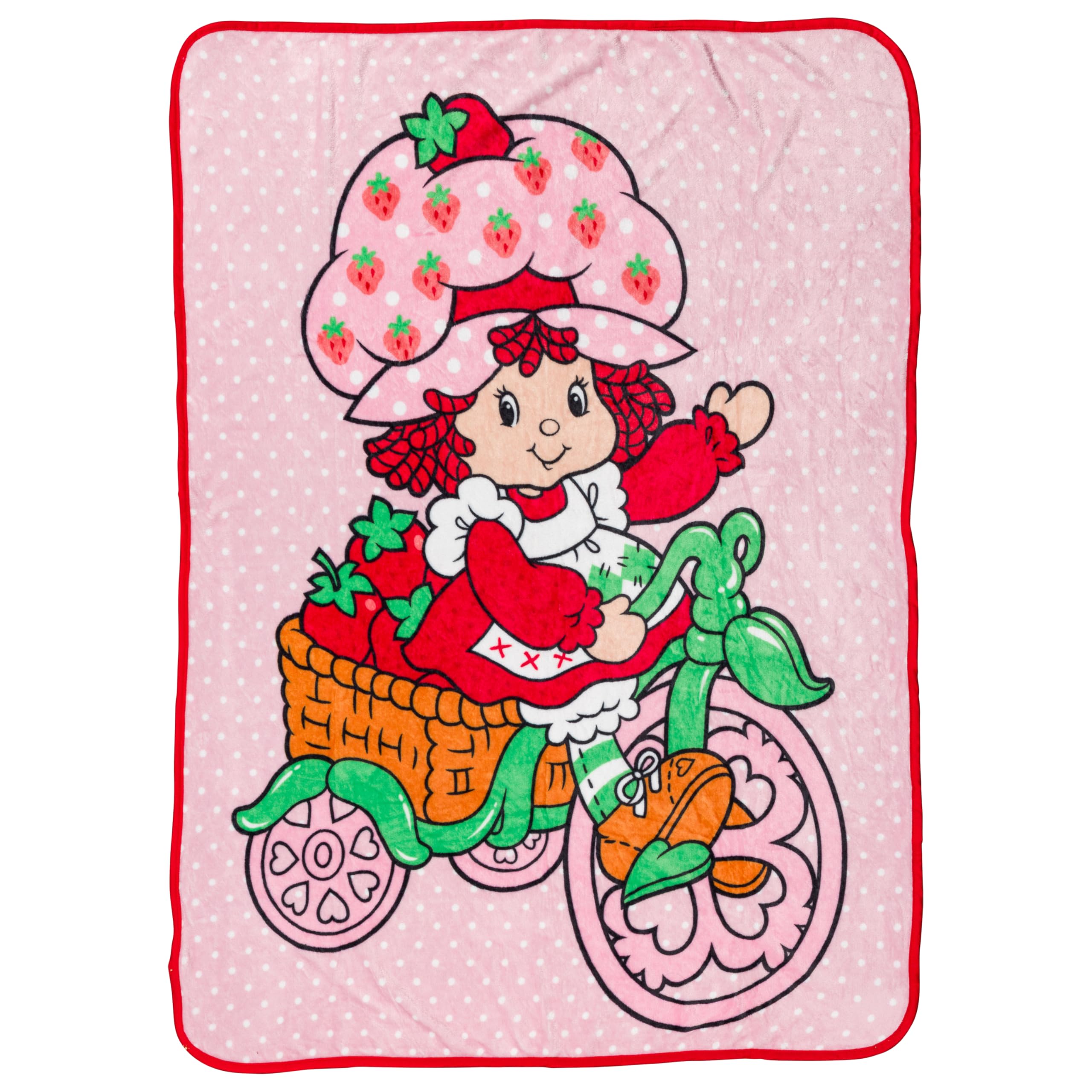 Silver Buffalo Strawberry Shortcake on Bike, Fleece Throw Blanket, 45x60in