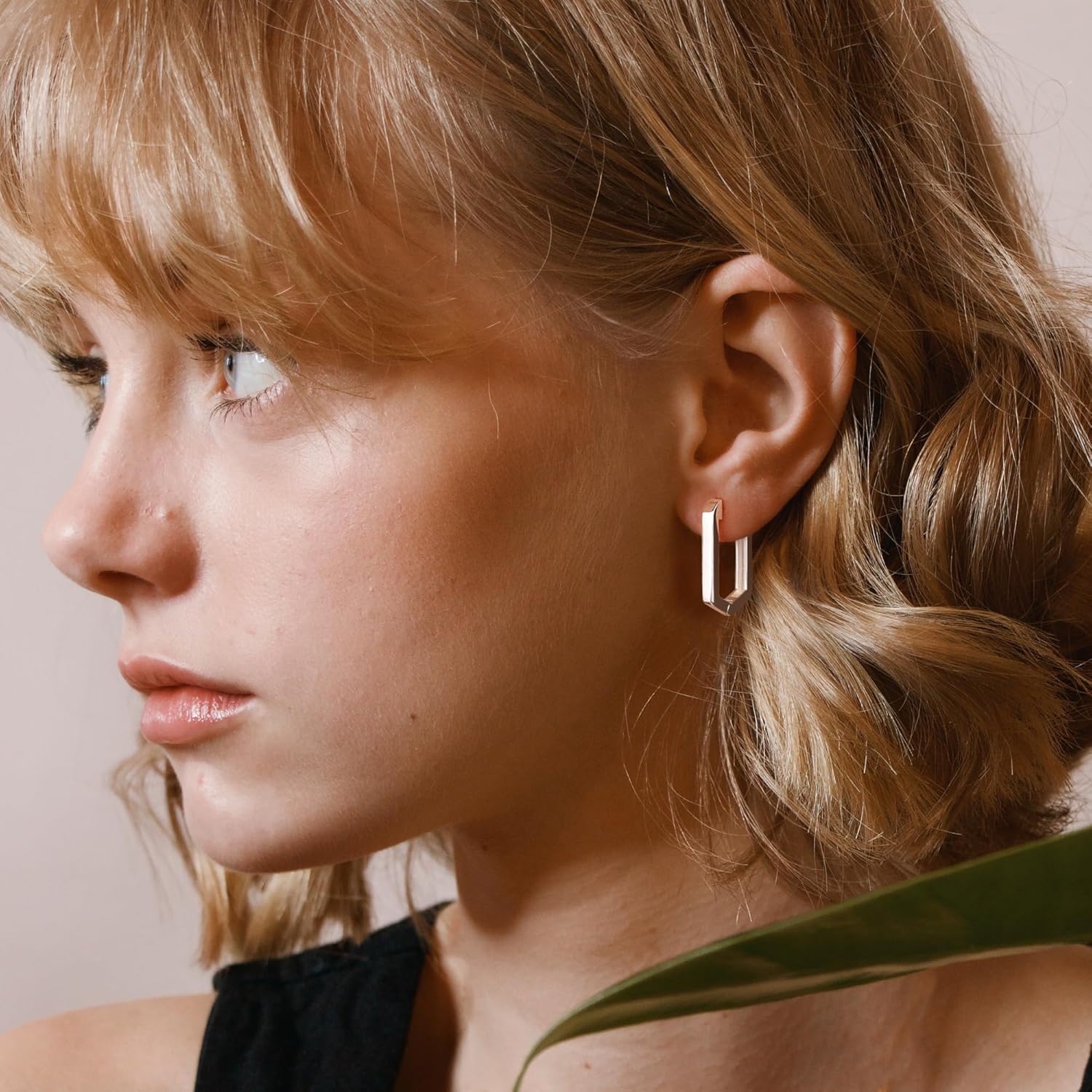 925 Sterling Silver Hoop Earrings for Women Trendy Small Square Hypoallergenic 14K Gold Plated Hoop Earrings Geometric Minimalist Rectangle Hoops Earrings - Image 2