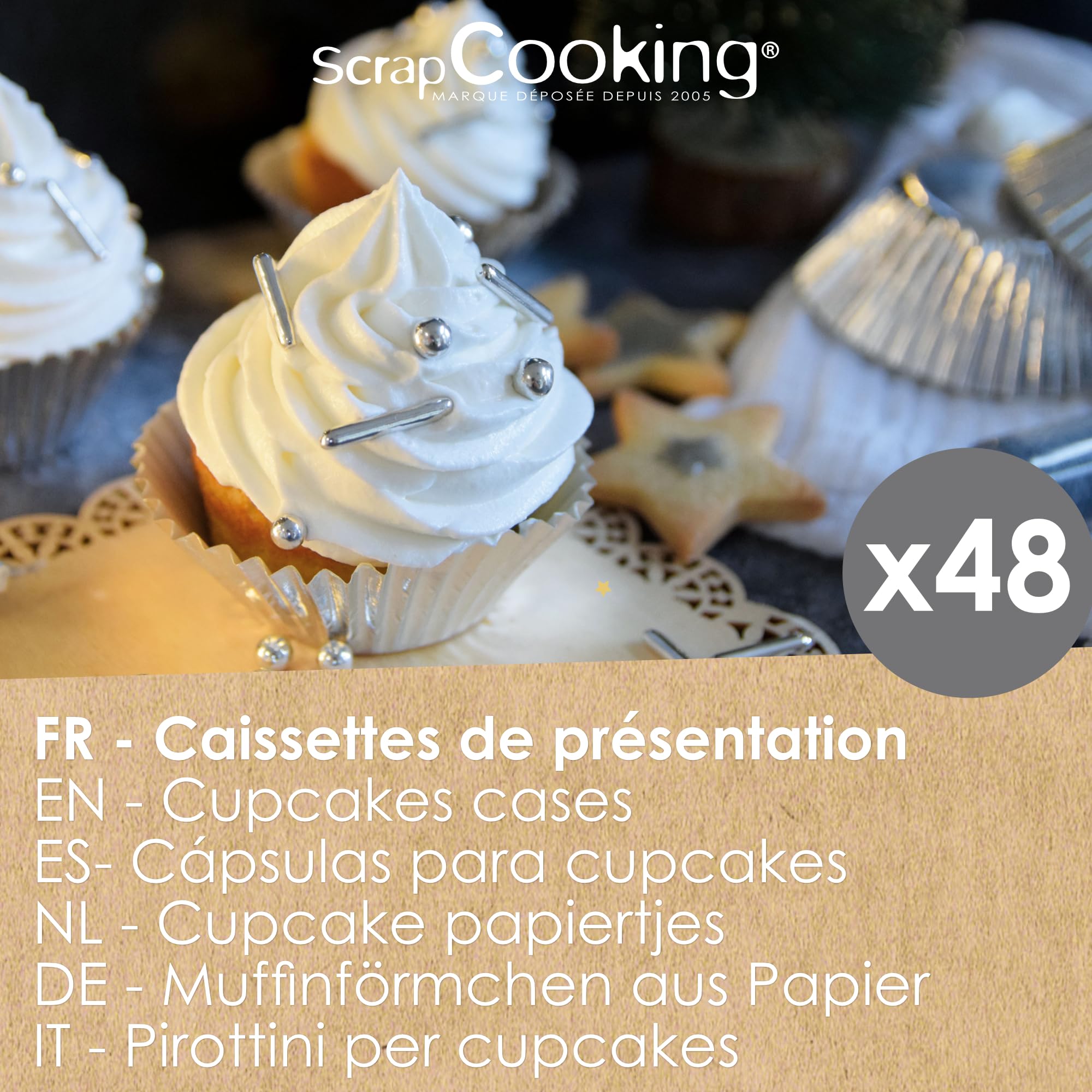 ScrapCooking - Set van 48 zilverkleurige vormpjes - presentatievormpjes