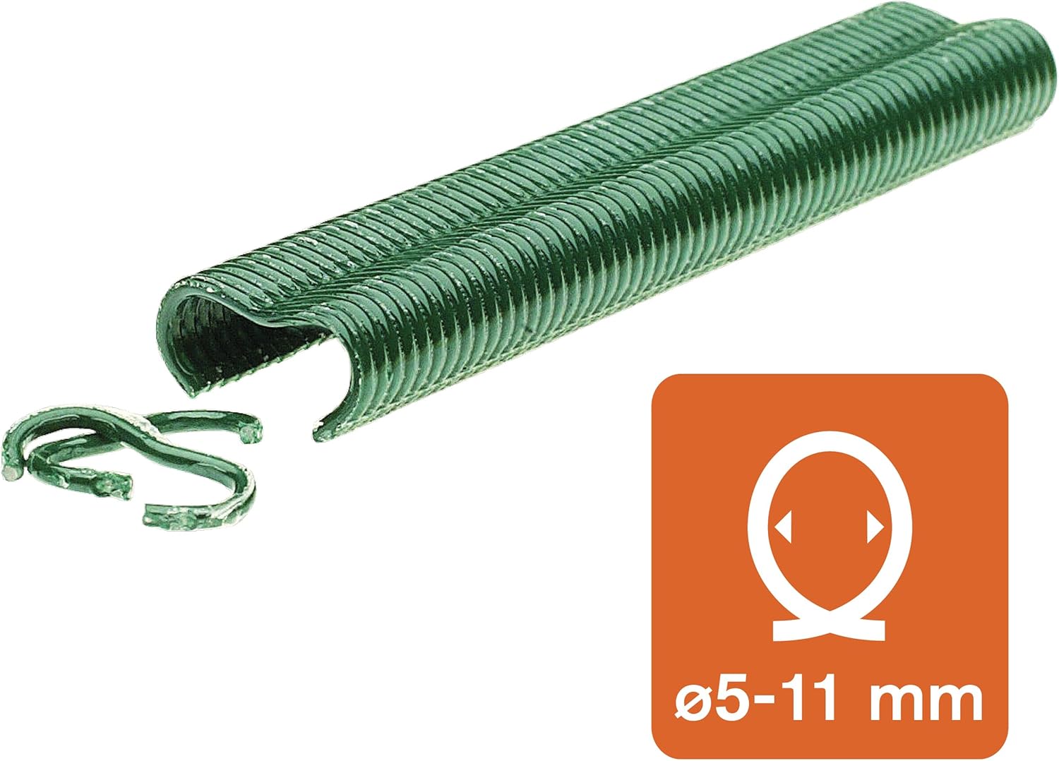 RAPID VR22 Galvanized Fence Hogrings with Green PET Coating, Suitable for 5-11 mm Netting Wire, Ideal for Securing Cages and Fencing, 215 Pieces, Blister (40108802)