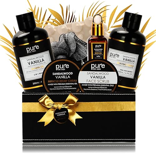 Juego de regalo de baño y cuerpo puro para hombre. Cesta de regalo de spa natural de 7 piezas para hombres. ¡El juego de regalo de spa es el regalo