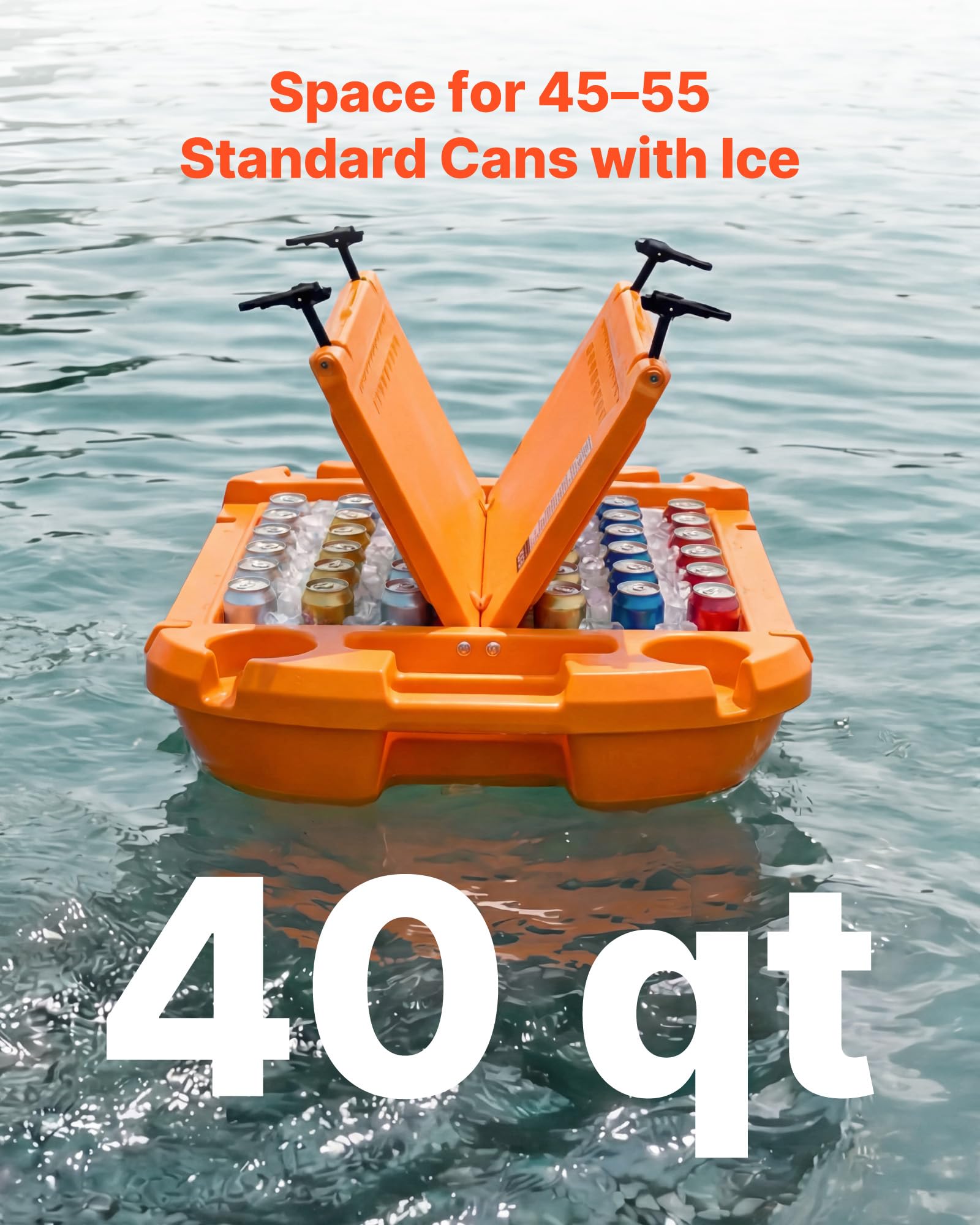 VEVOR Glacière Flottante 37,9 L, Bar Flottant Rigide en LLDPE, pour Boissons Fraîches sur l'eau et Terre Piscine Plage, Glacière Amphibie avec Compartiment Sec et Corde de Remorquage, Orange