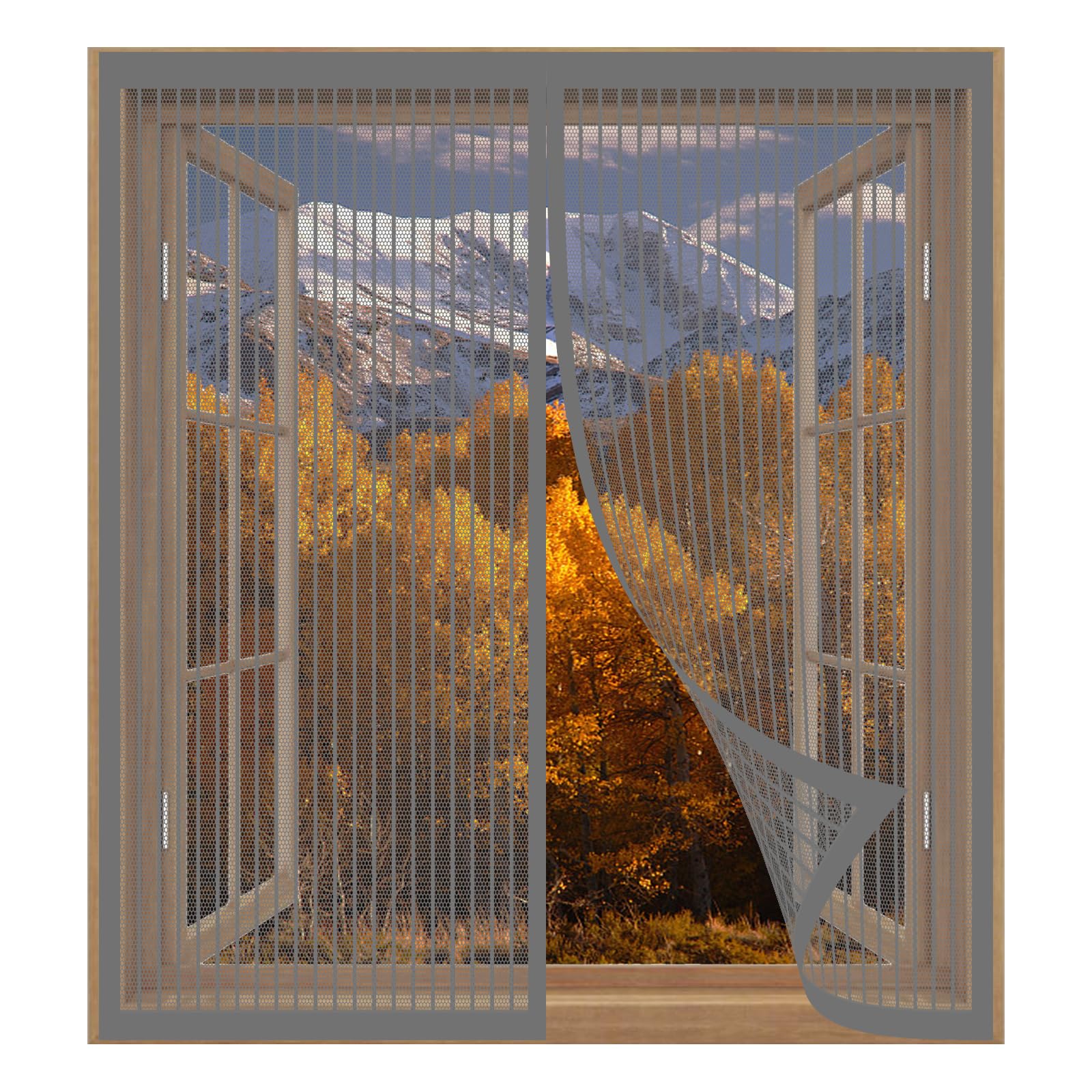 Mosquito Net Window Frame 53 x 130 cm Easy Installation No Drilling Or Screwing Transparent Insect Screen Mosquito Bug Protection for Windows Nets to Keep Bugs Out, Grey