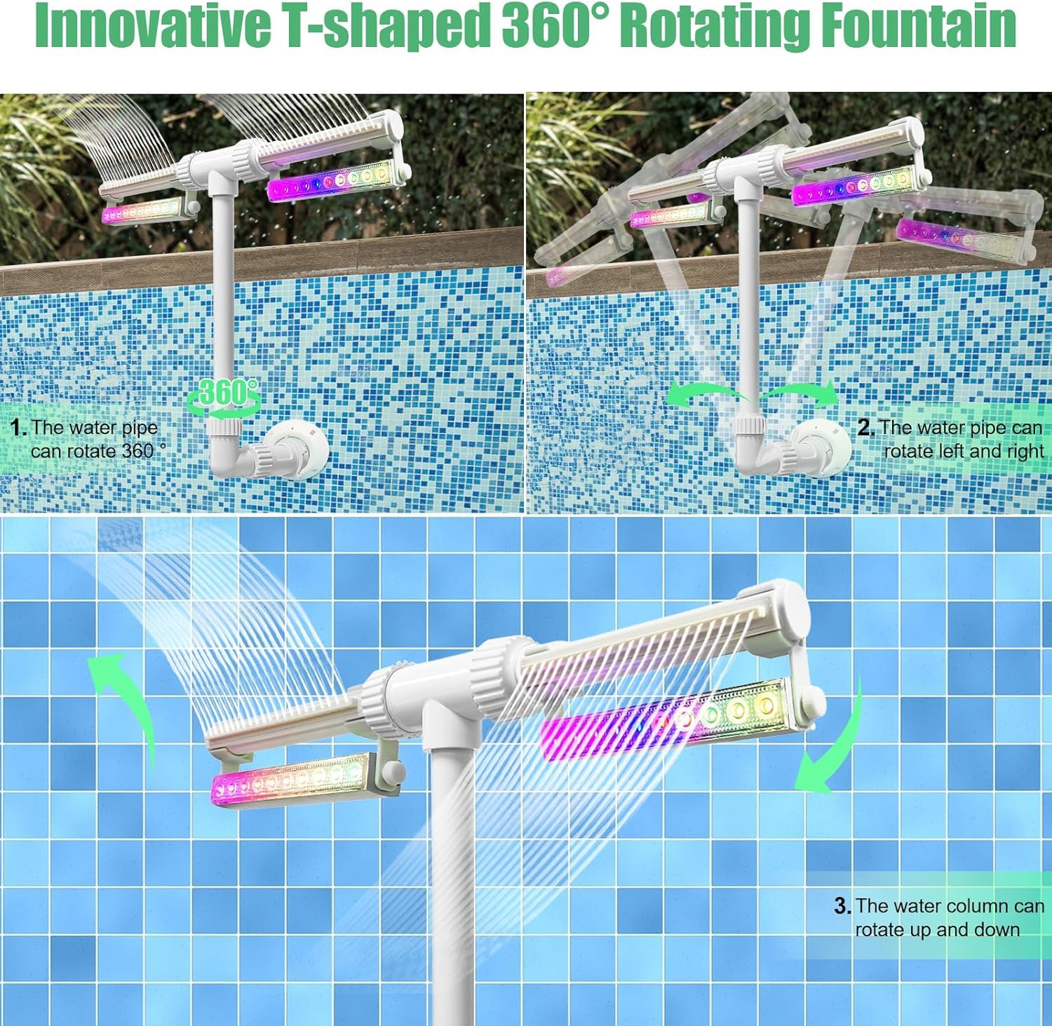 Fontaine Lumière 7 Couleurs Refroidissement Fontaine Piscine Avec LED 7 Couleurs - Aérateur Double Pulvérisation - Télécommande 42 Modes Accessoire Piscine Creusée Fontaine Lumière 7 Couleurs Refroidissement Fontaine Piscine Avec LED 7 Couleurs - Aérateur Double Pulvérisation - Télécommande 42 Modes Accessoire Piscine Creusée
