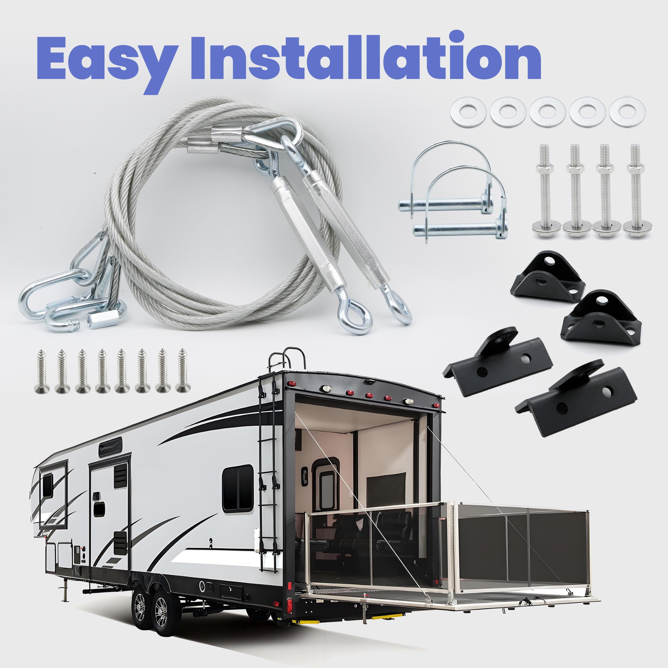 ASTROSYNC Toy Hauler Patio zestaw kabli do konwersji pasuje do zabawkowego wozidła drzwi tarasowych, zamiennik 2315891, ulepszone komponenty wielofunkcyjne, 276 cm